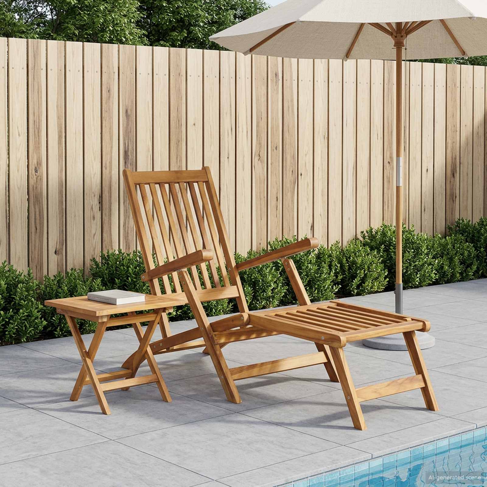 Vouwstoel met Tafel Naturel Massief Teakhout
