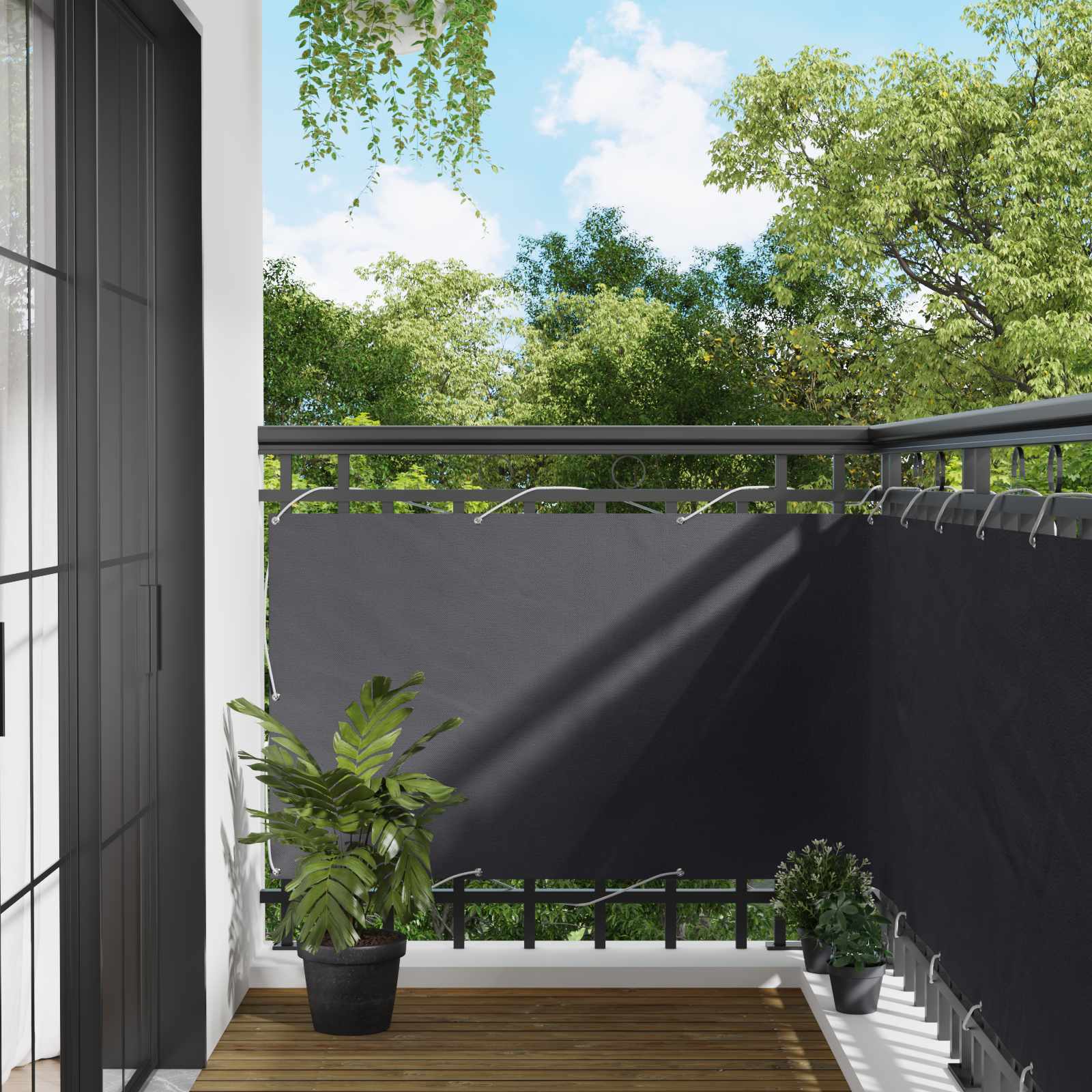 Balkon Scherm 90 x 200 cm PU gecoat oxford alu