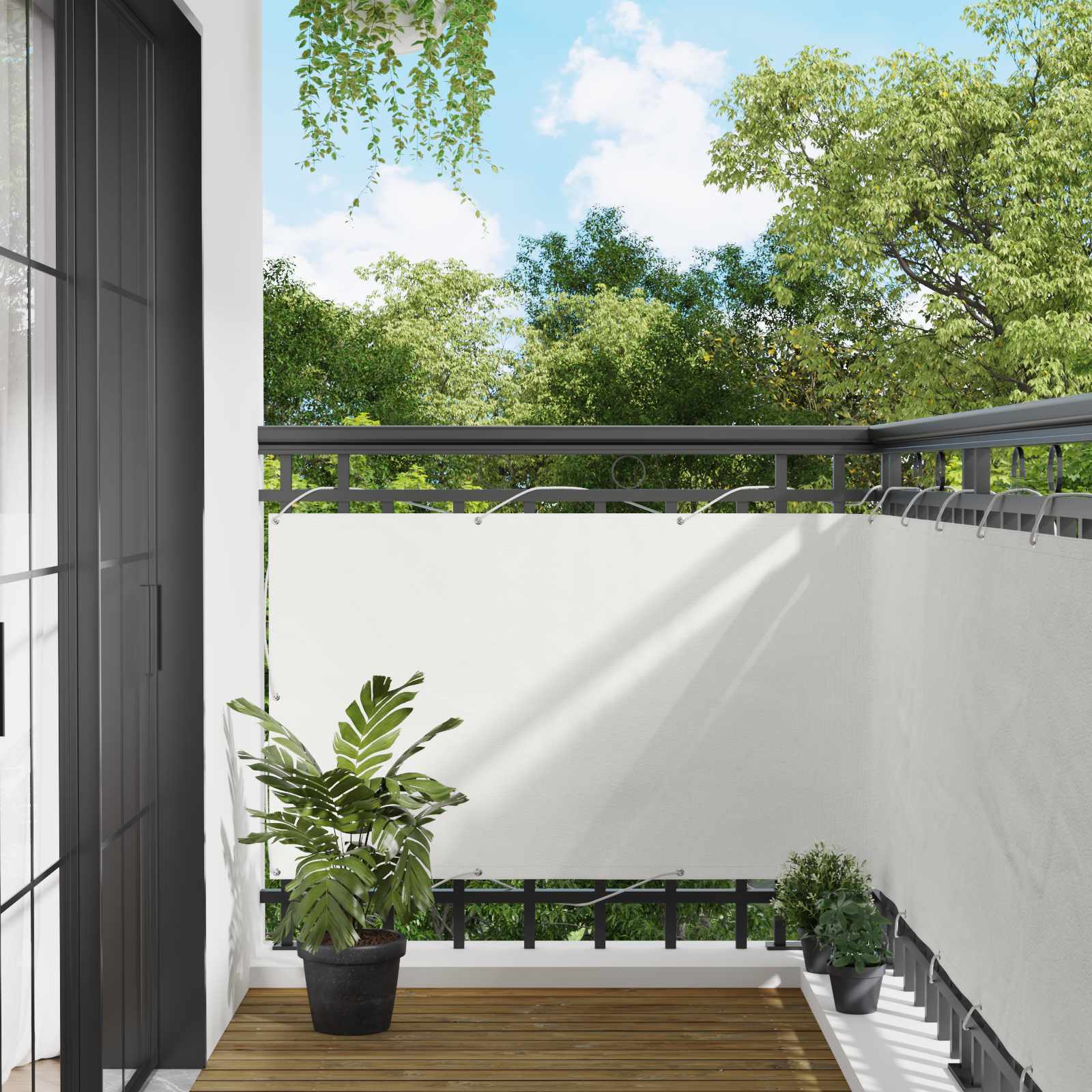 Balkon Scherm Wit 100 x 1000 cm Oxford Stof