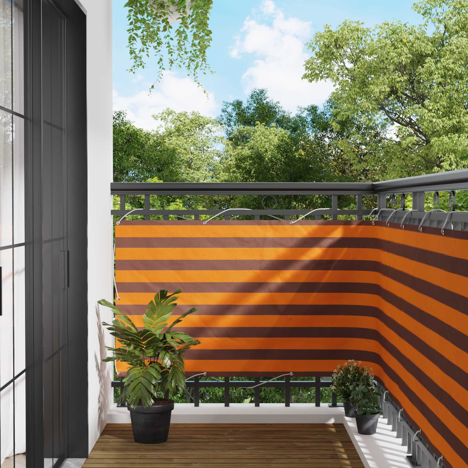 Balkon Scherm Oranje en Bruin 100 x 400 cm Oxford Stof – afbeelding 1
