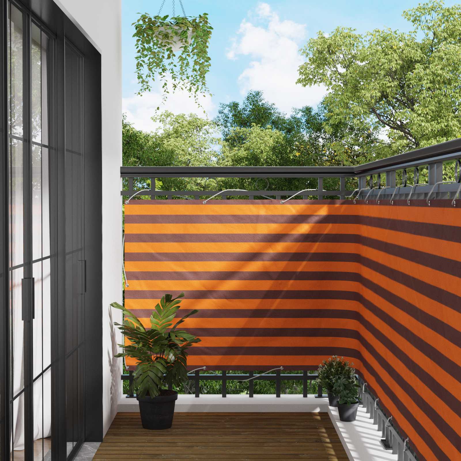 Balkon Scherm Oranje en Bruin 110 x 600 cm Oxford Stof – afbeelding 1