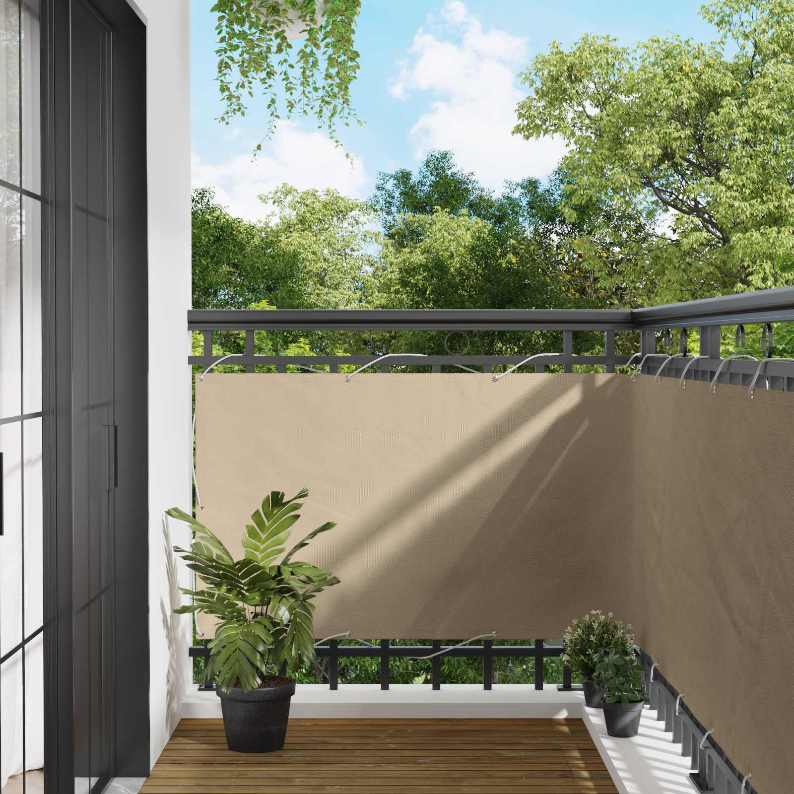 Balkon Scherm 90 x 200 cm PU gecoat oxford alu – afbeelding 1