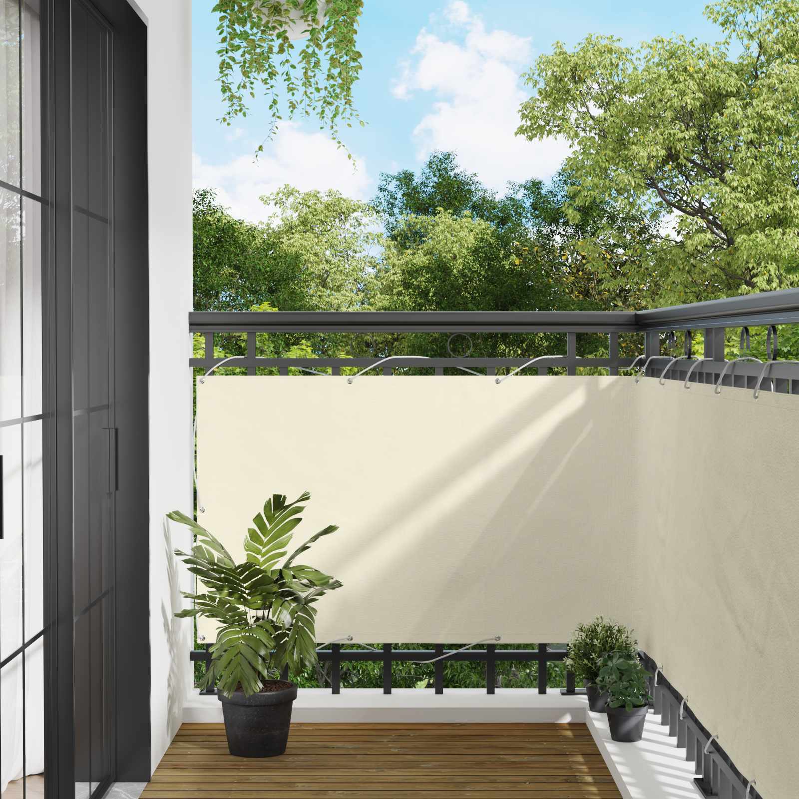 Balkon Scherm 90 x 200 cm PU gecoat oxford alu – afbeelding 1