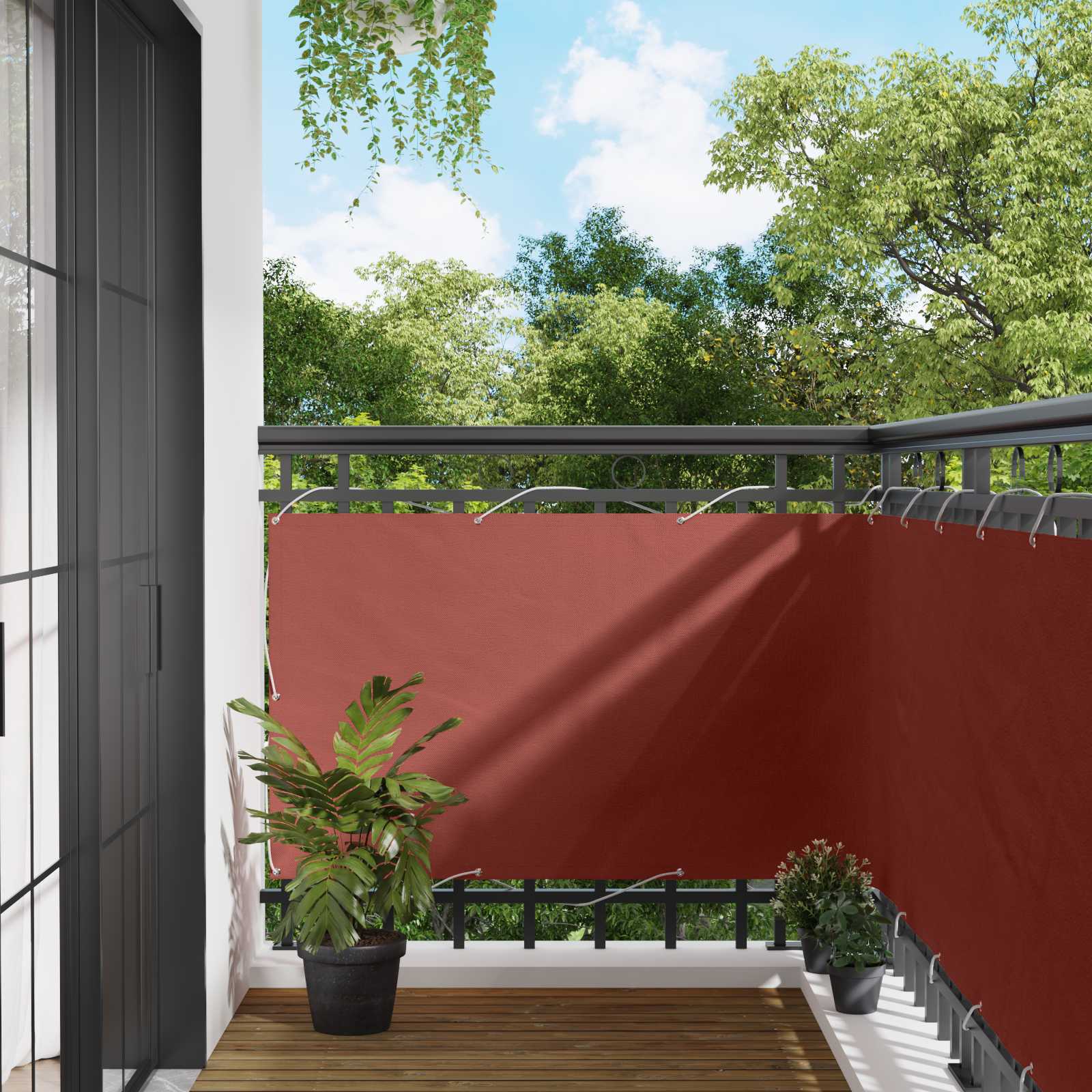 Balkon Scherm Terracotta 100 x 400 cm Oxford Stof – afbeelding 1