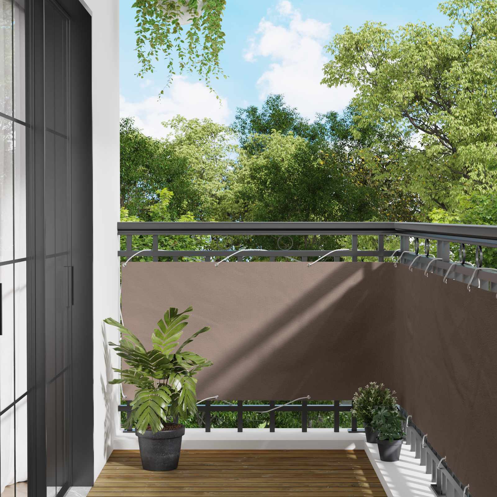 Balkon Scherm 75 x 200 cm PU gecoat oxford alu