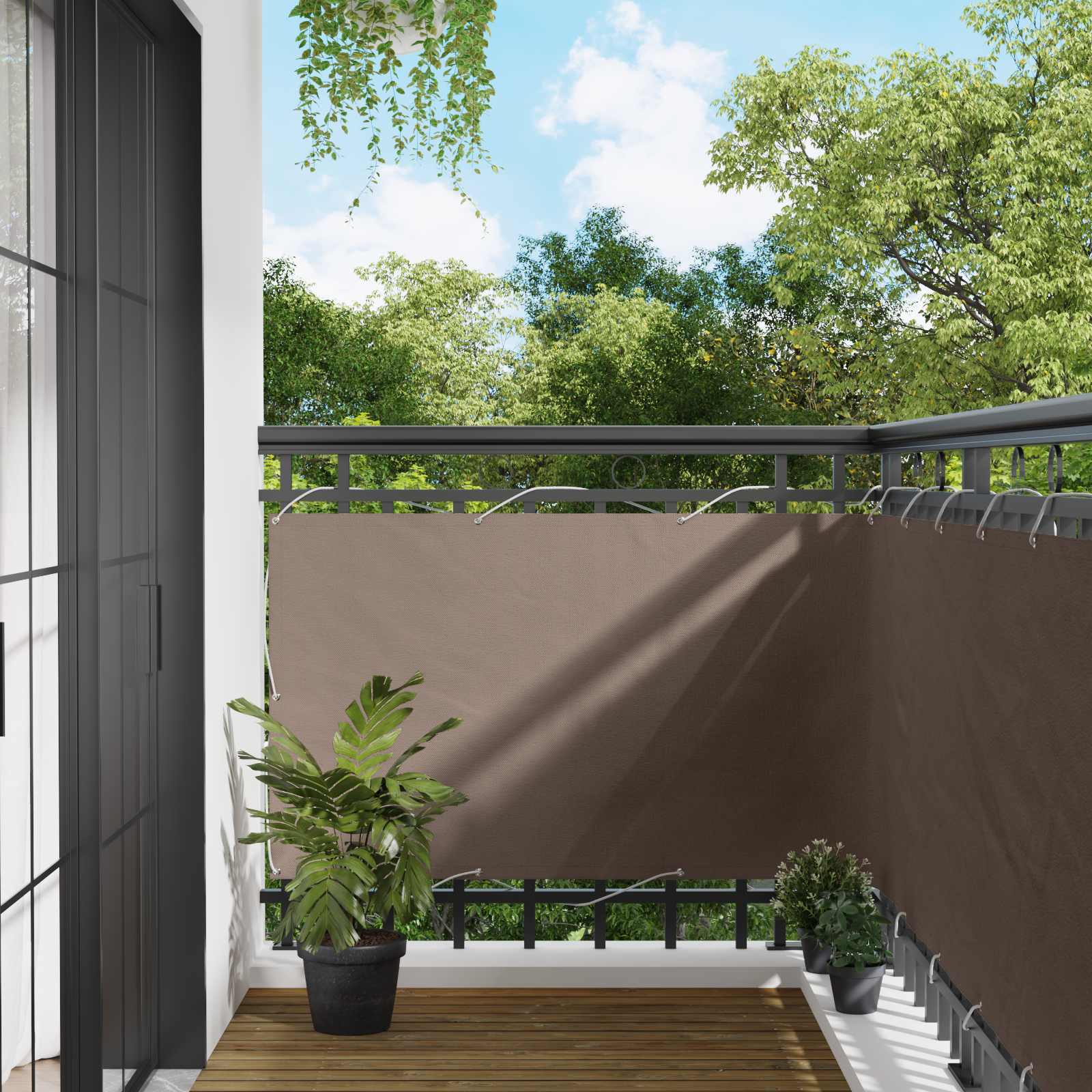 Balkon Scherm Taupe 100 x 300 cm Oxford Stof – afbeelding 1