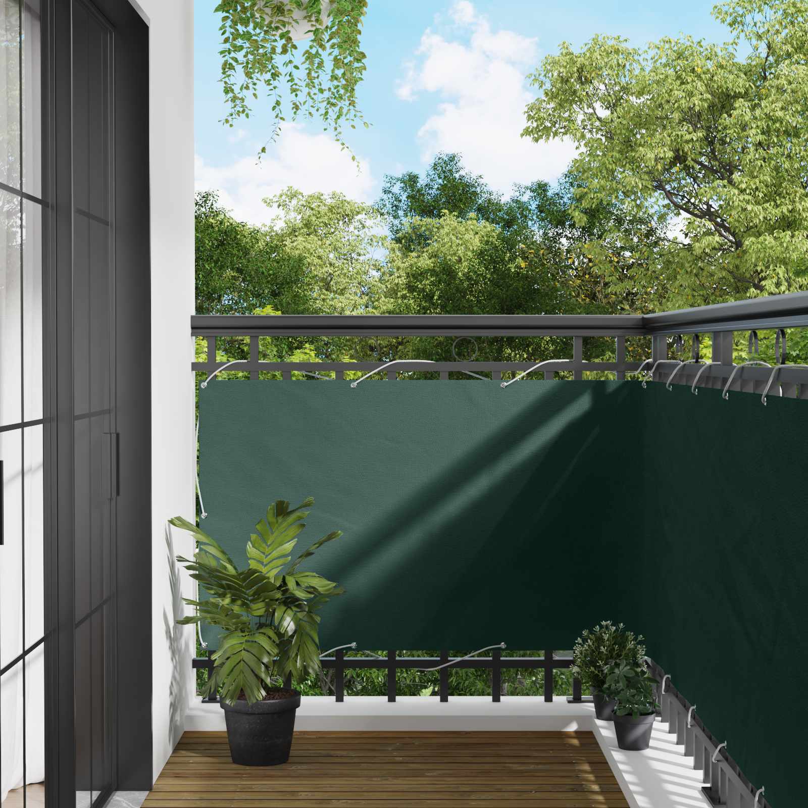 Balkon Scherm Donkergroen 100 x 400 cm Oxford Stof