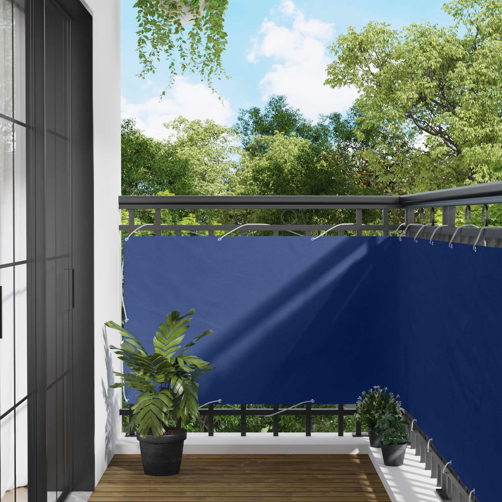 Balkon Scherm Blauw 90 x 200 cm Oxford Stof