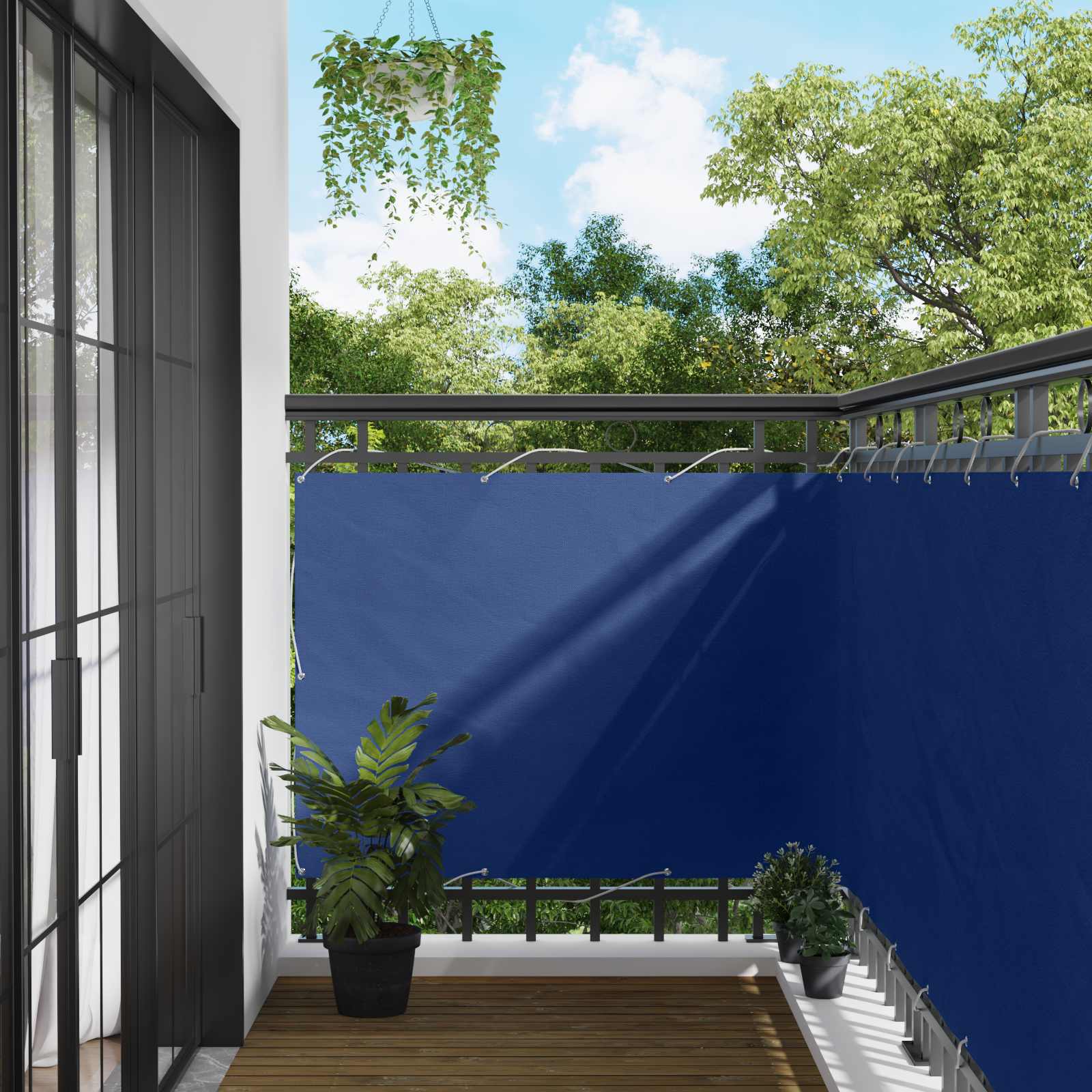 Balkon Scherm Blauw 110 x 200 cm Oxford Stof – afbeelding 1