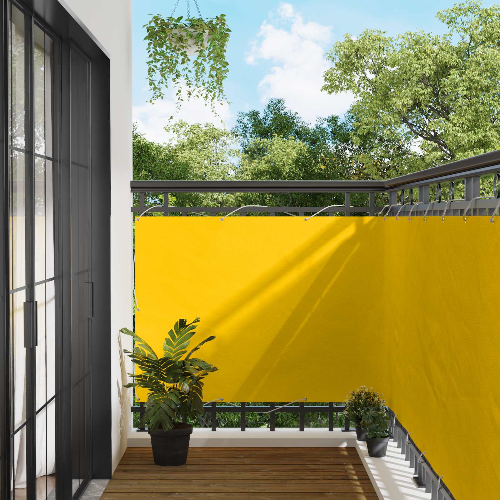 Balkon Scherm Geel 110 x 1000 cm Oxford Stof – afbeelding 1