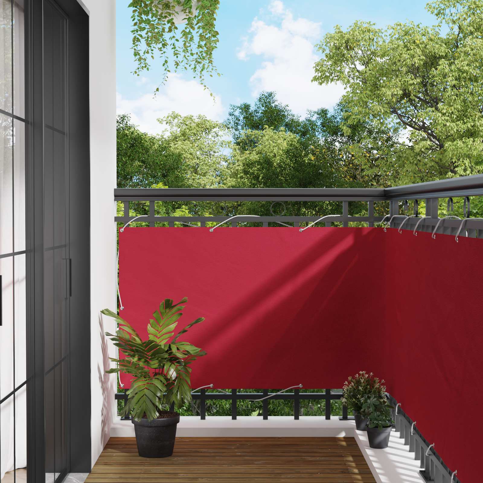 Balkon Scherm Rood 100 x 1000 cm Oxford Stof – afbeelding 1