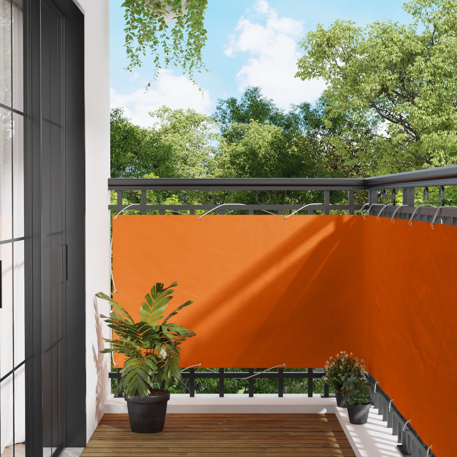 Balkon Scherm Oranje 100 x 600 cm Oxford Stof