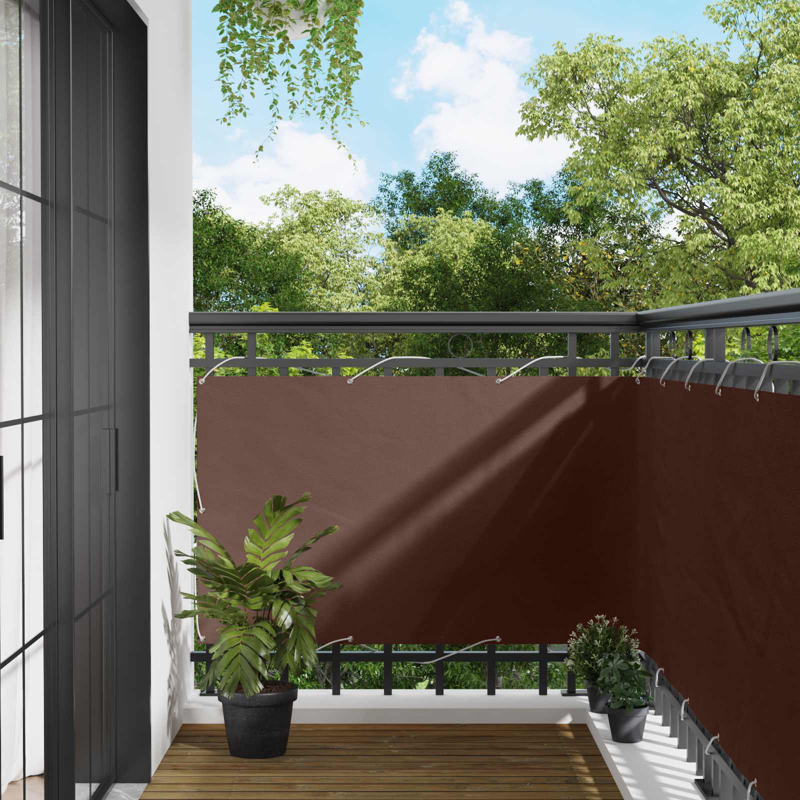 Balkon Scherm Bruin 100 x 400 cm Oxford Stof – afbeelding 1