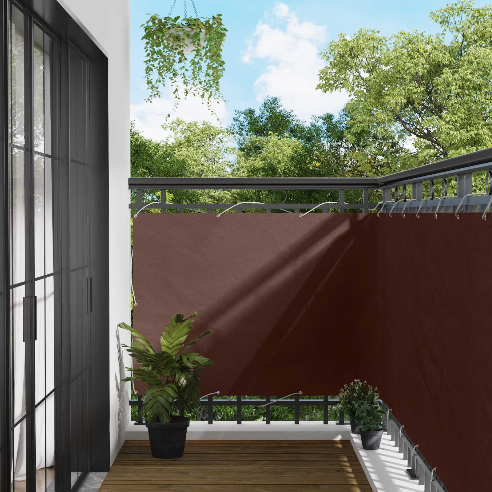 Balkon Scherm Bruin 110 x 800 cm Oxford Stof – afbeelding 1
