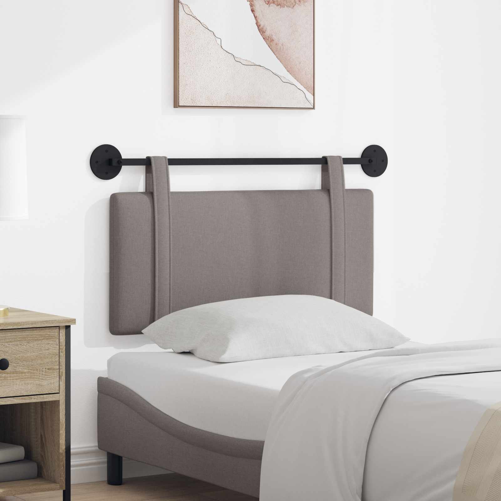 Hangend hoofdbord Taupe Stof – afbeelding 1