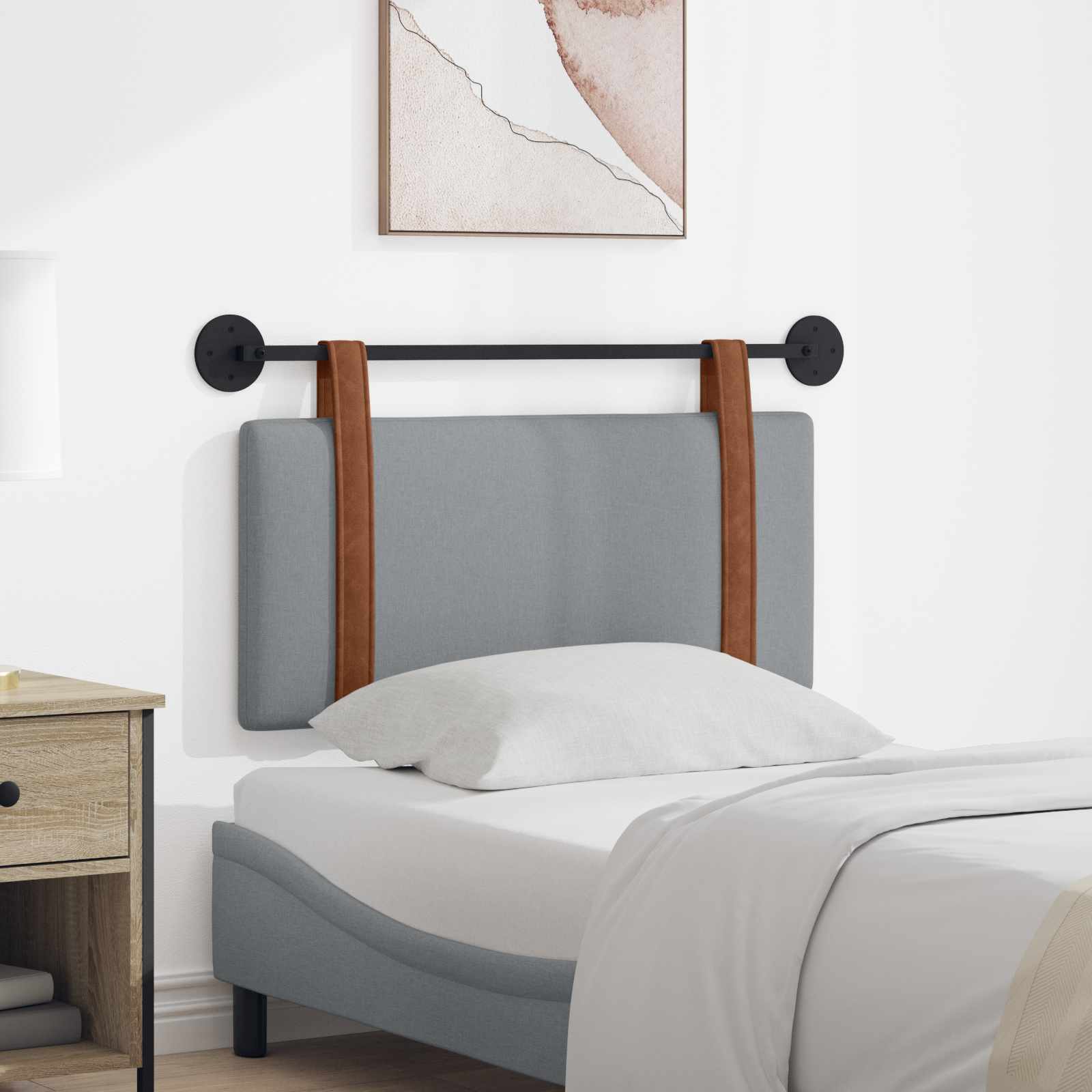 Hangend hoofdbord Lichtgrijs Antiek PU – afbeelding 1