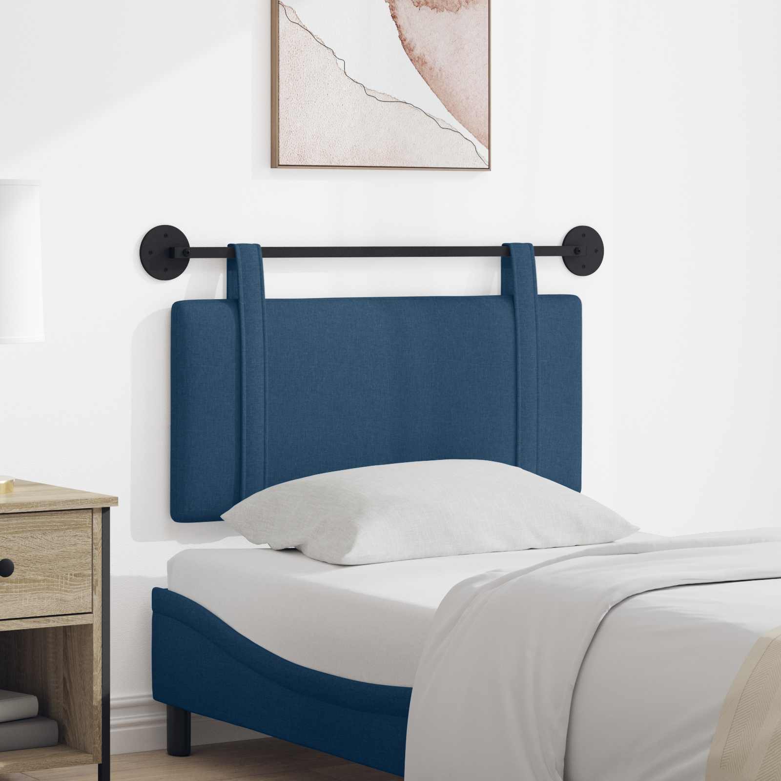 Hangend hoofdbord Blauw Stof – afbeelding 1