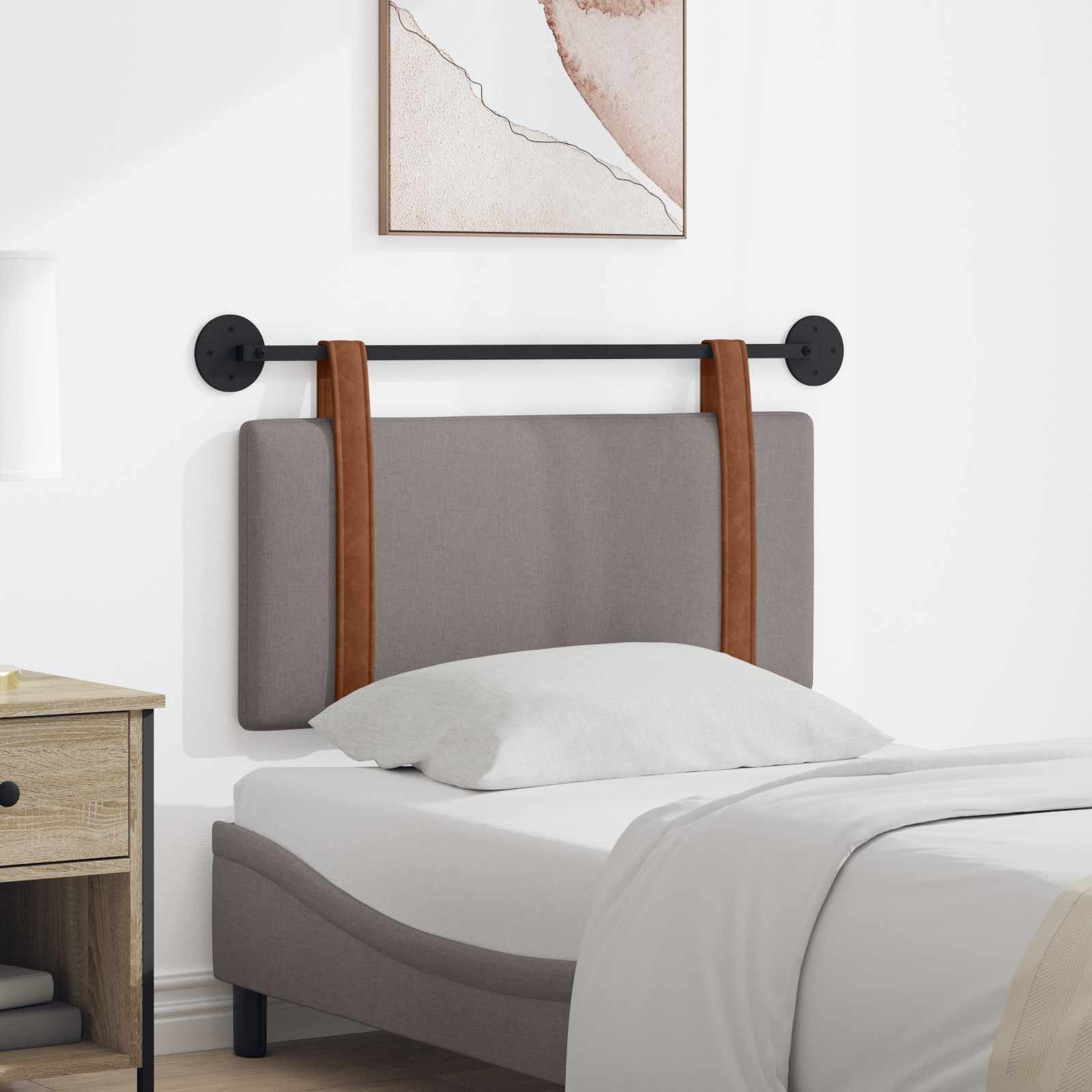 Hangend hoofdbord Taupe Antiek PU – afbeelding 1