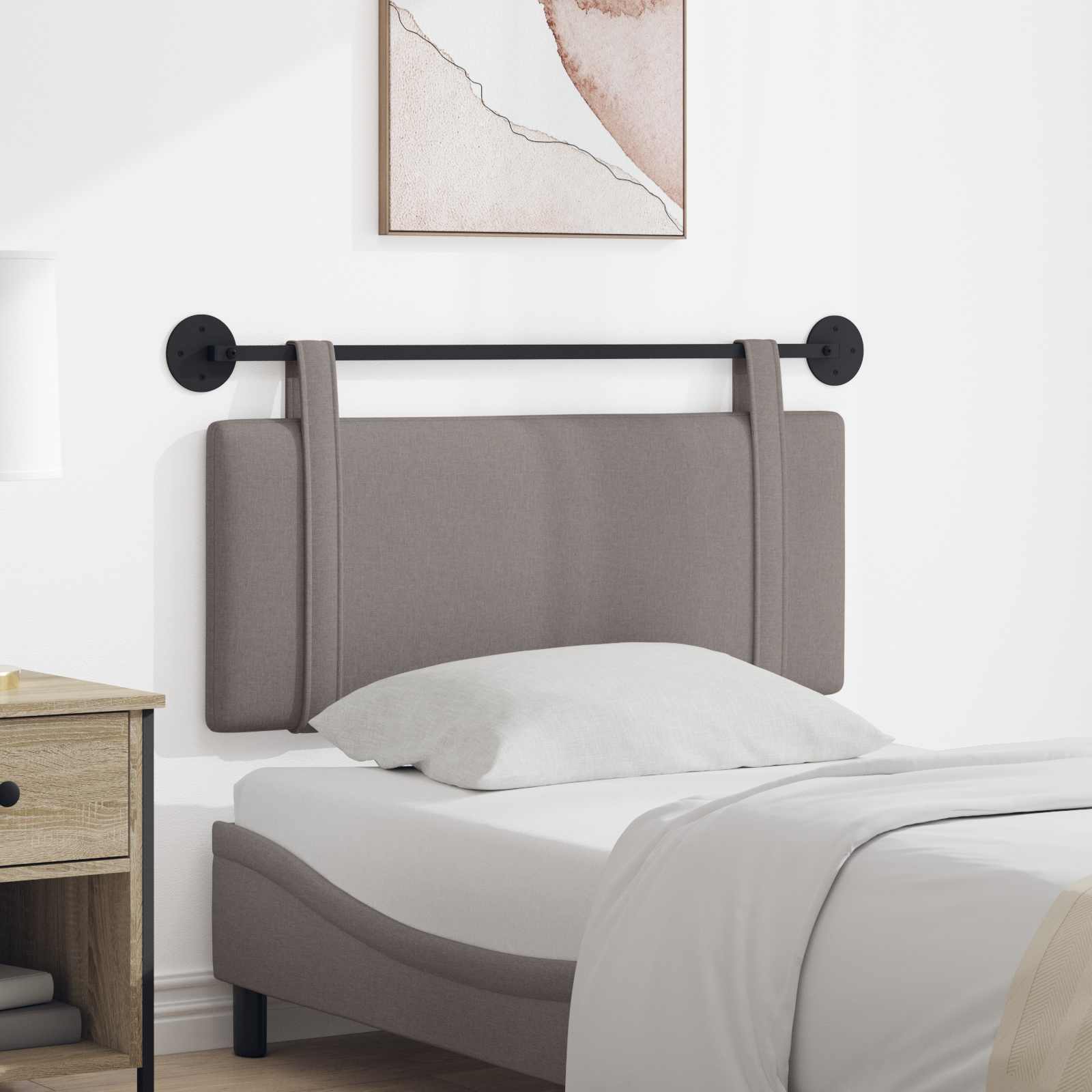 Hangend hoofdbord Taupe Stof – afbeelding 1