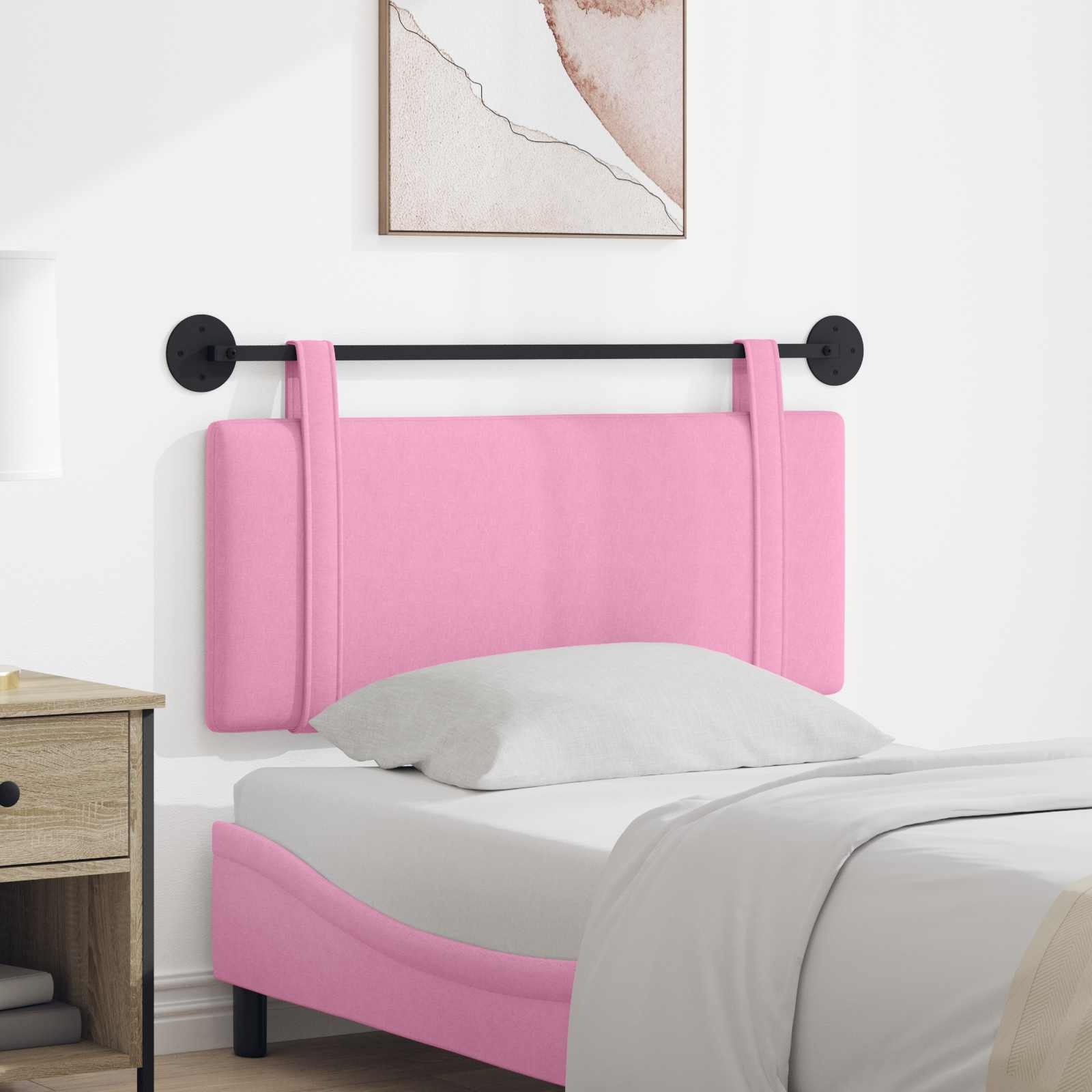 Hangend hoofdbord Roze Stof – afbeelding 1
