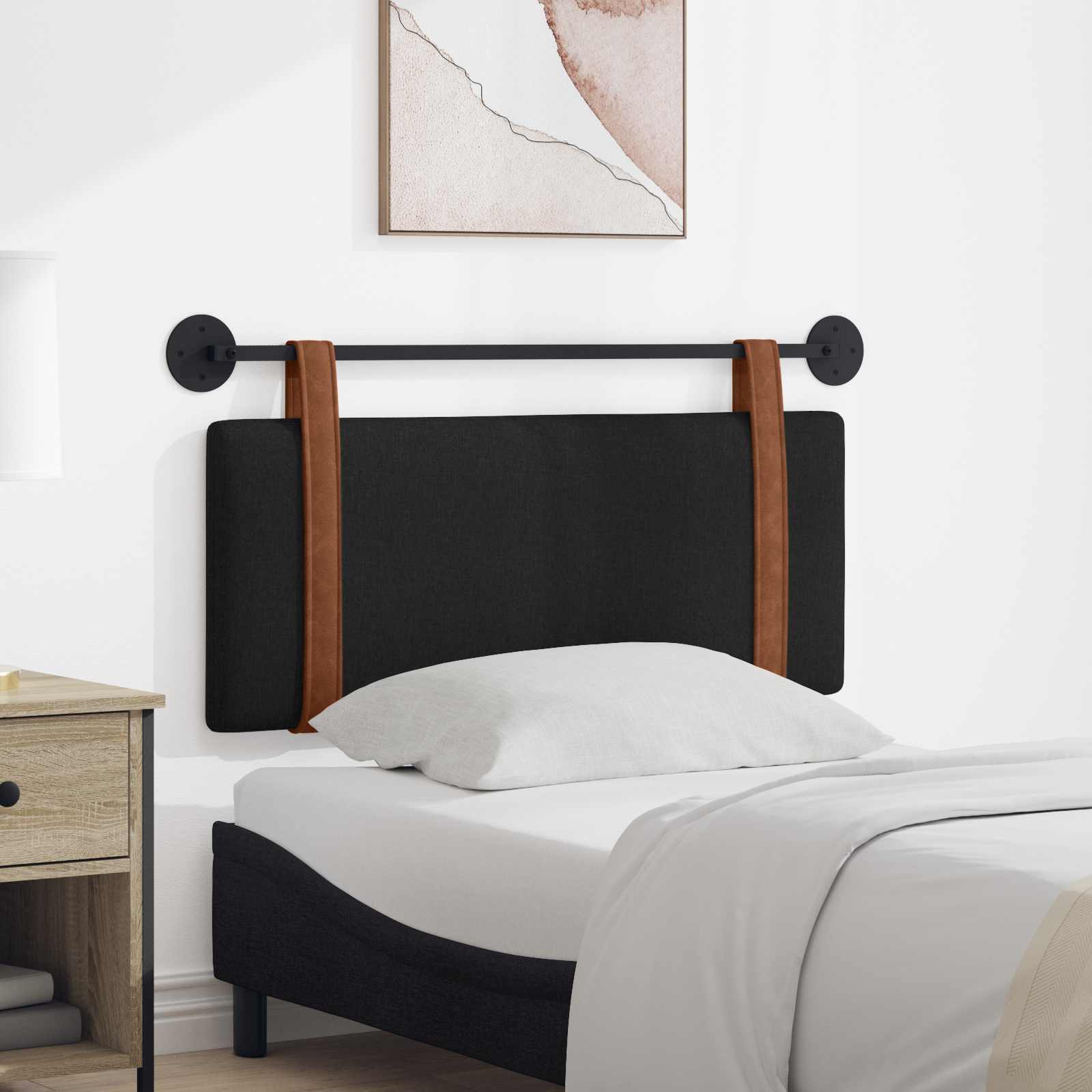 Hangend hoofdbord Zwart Antiek PU