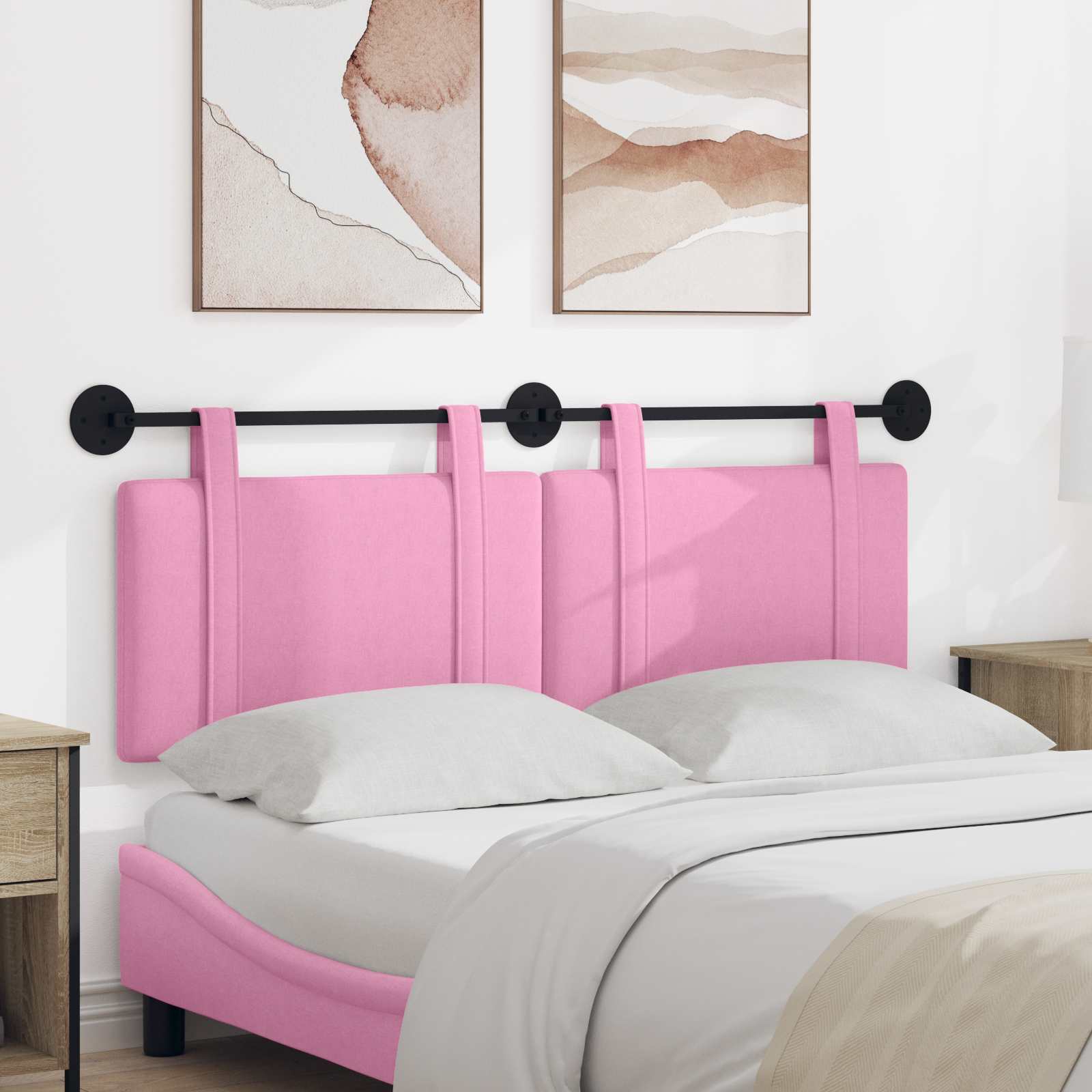 Hangend hoofdbord Roze Stof – afbeelding 1