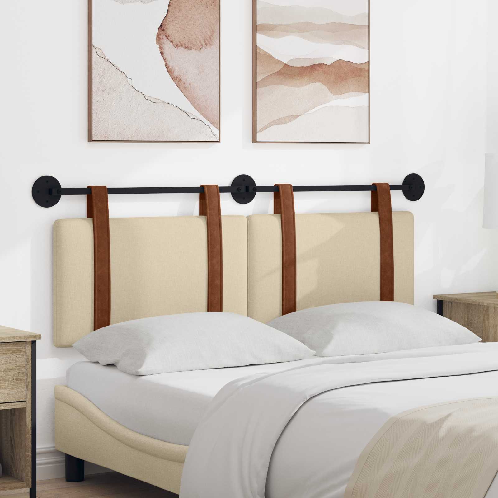 Hangend Hoofdeinde Effen Crème 130 x 55 x 5 cm Antiek PU – afbeelding 1