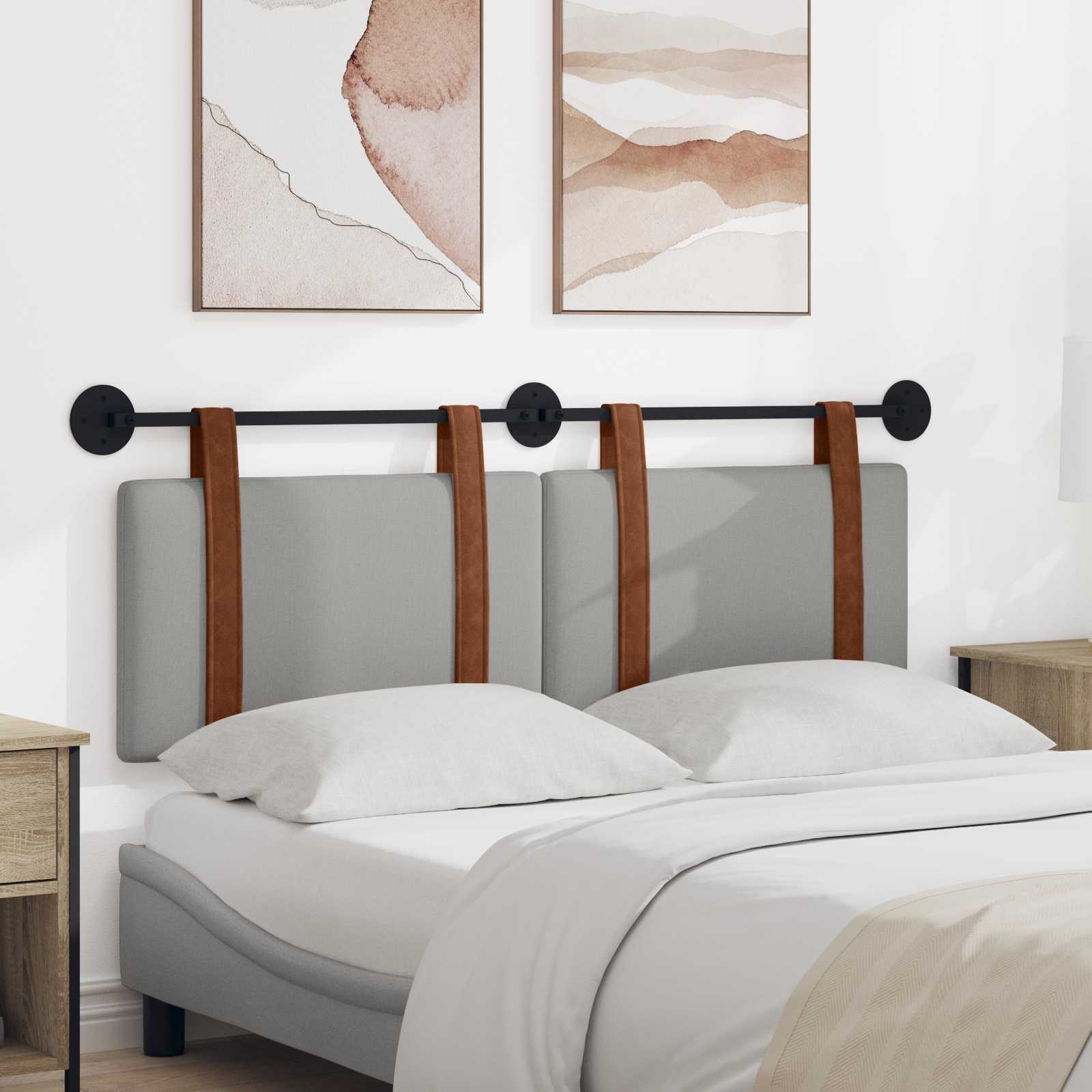 Hangend Hoofdeinde Effen Wolkengrijs 150 x 55 x 5 cm Antiek PU – afbeelding 1