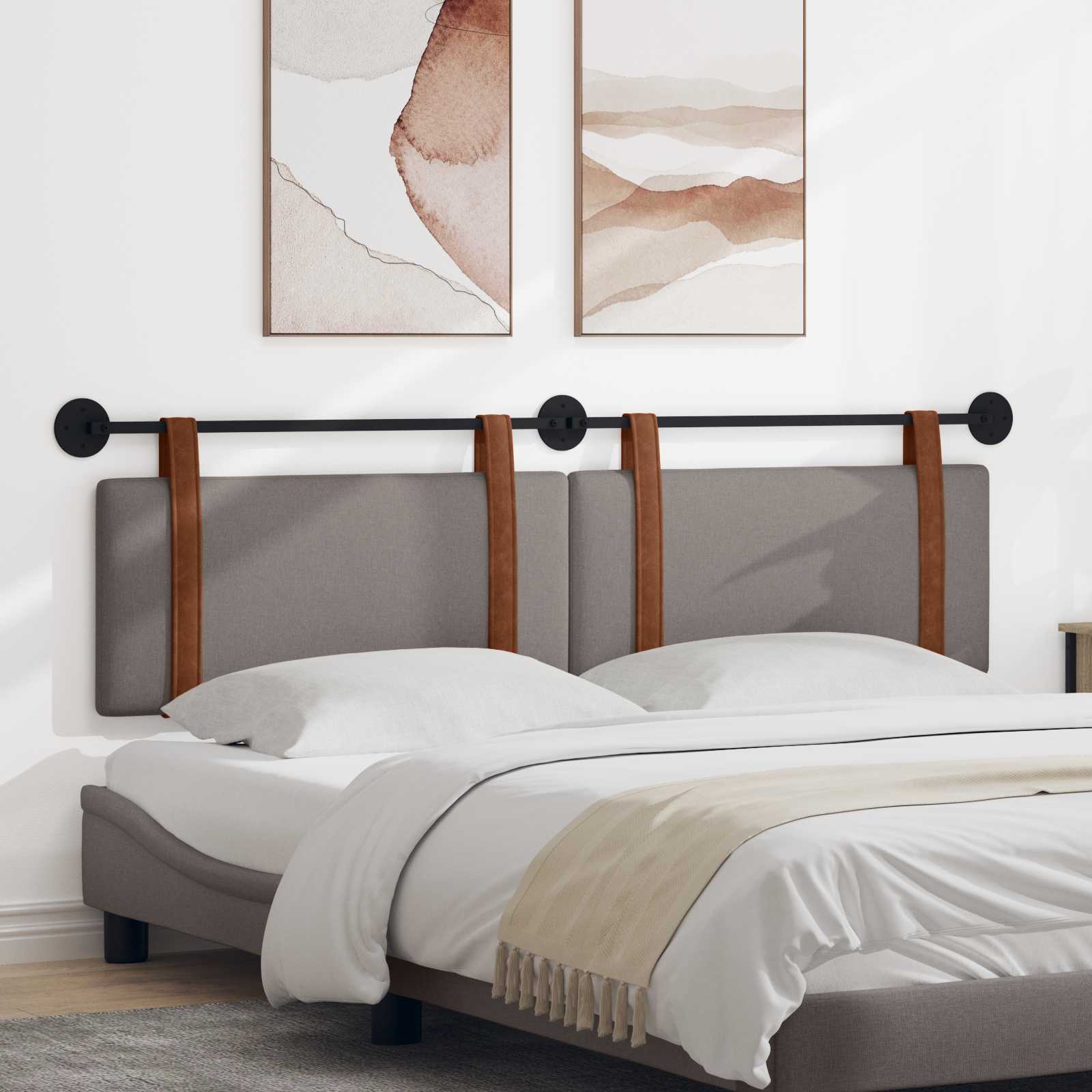 Hangend hoofdbord Taupe Antiek PU – afbeelding 1