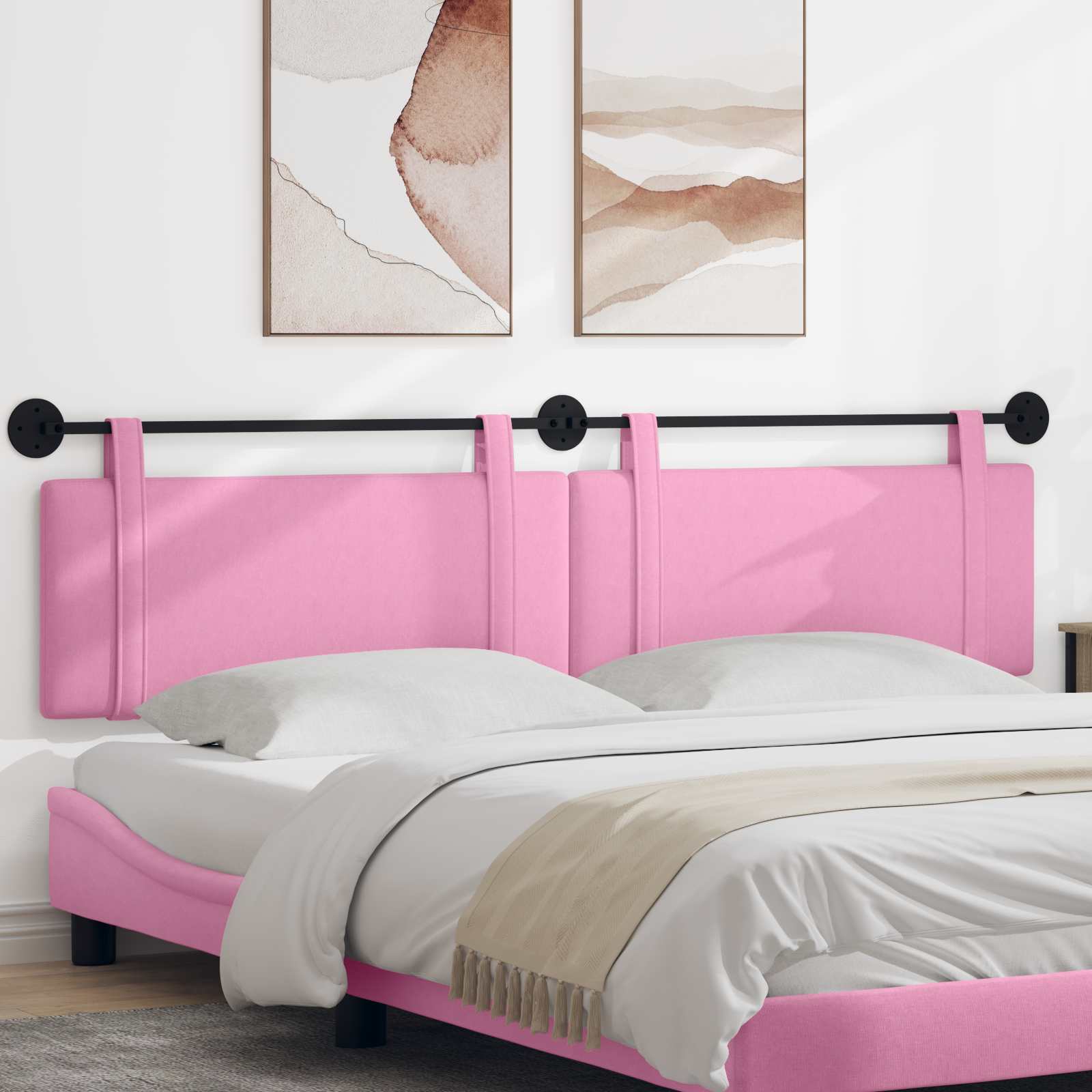 Hangend hoofdbord Roze Stof
