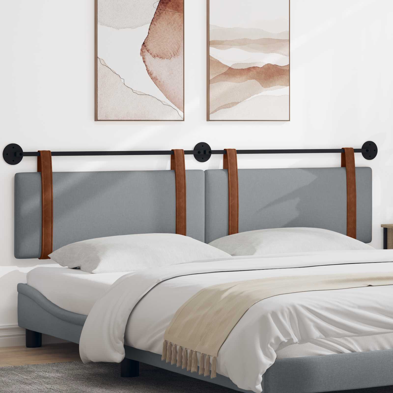 Hangend hoofdbord Lichtgrijs Antiek PU