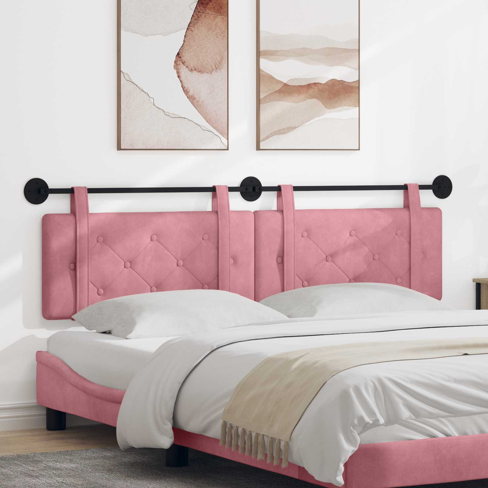 Hangend hoofdbord Roze Fluweel – afbeelding 1