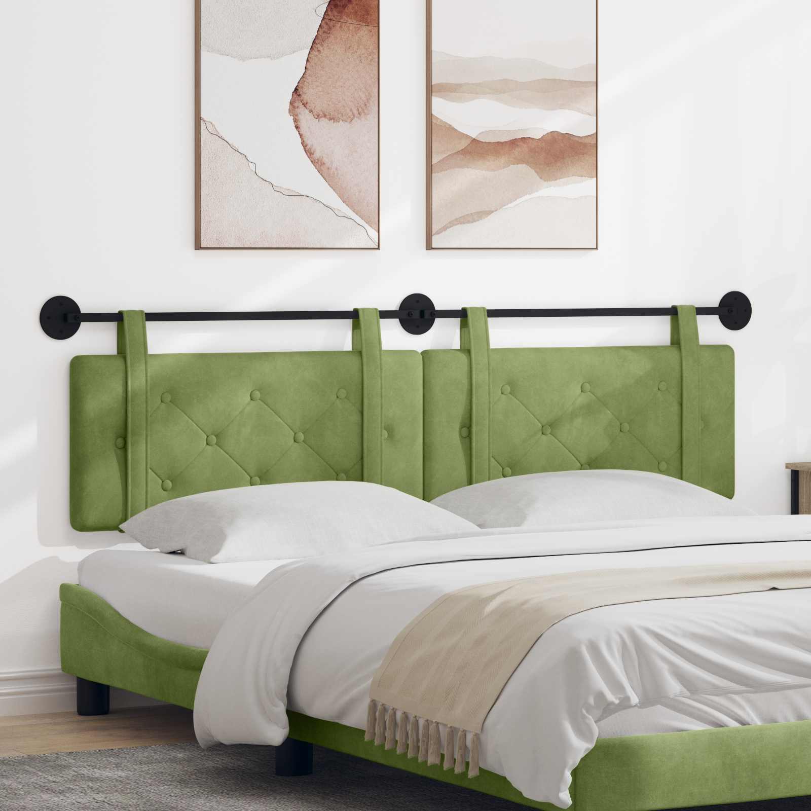 Hangend hoofdbord Lichtgroen Fluweel – afbeelding 1