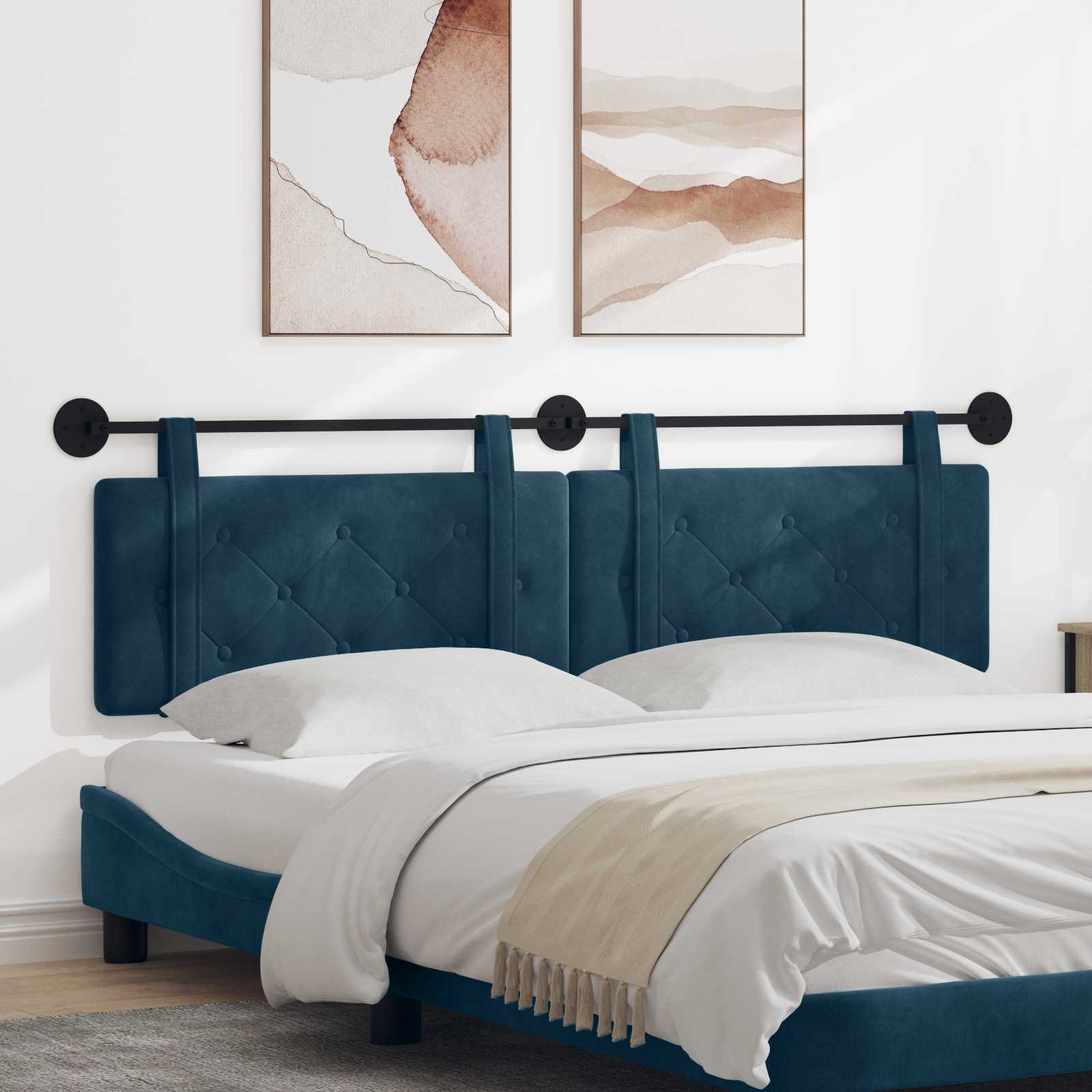 Hangend hoofdbord Blauw Fluweel