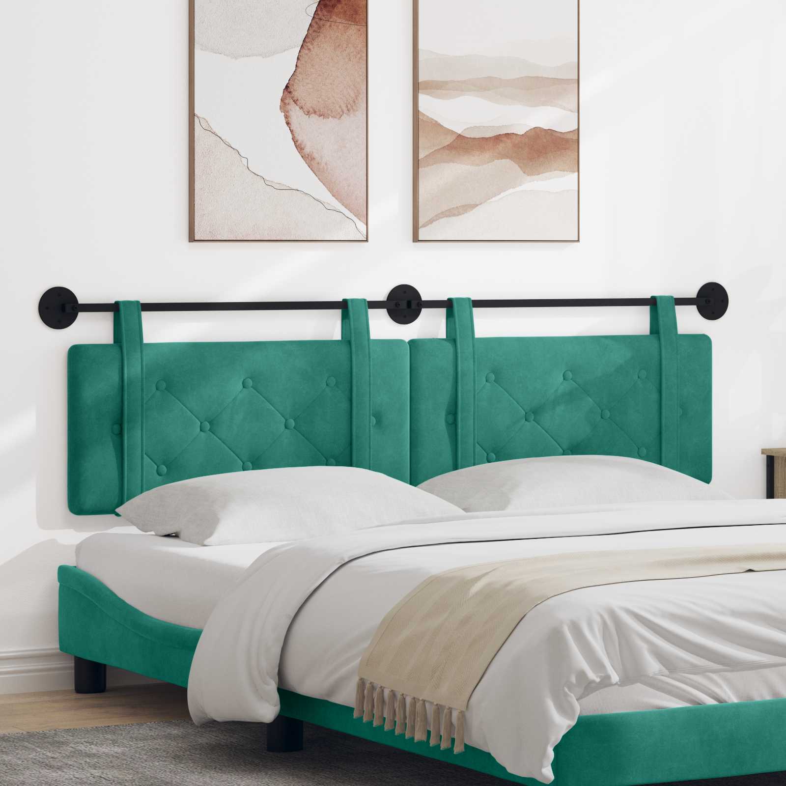 Hangend hoofdbord Turquoise Fluweel