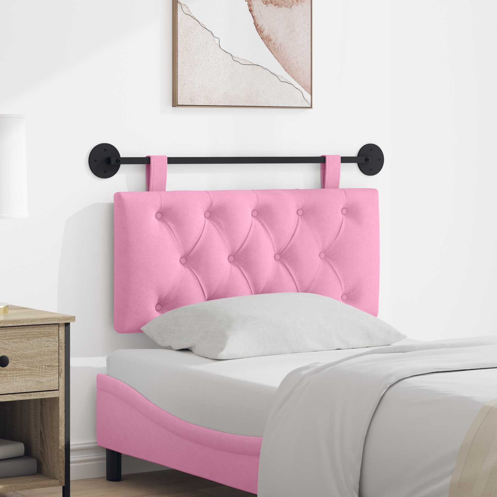 Hangend hoofdbord Roze Stof – afbeelding 1