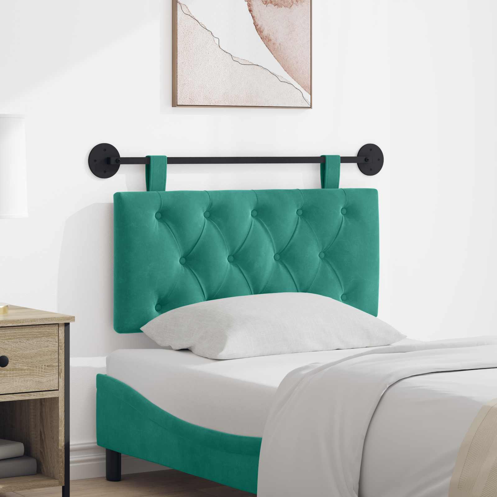Hangend hoofdbord Turquoise Fluweel – afbeelding 1