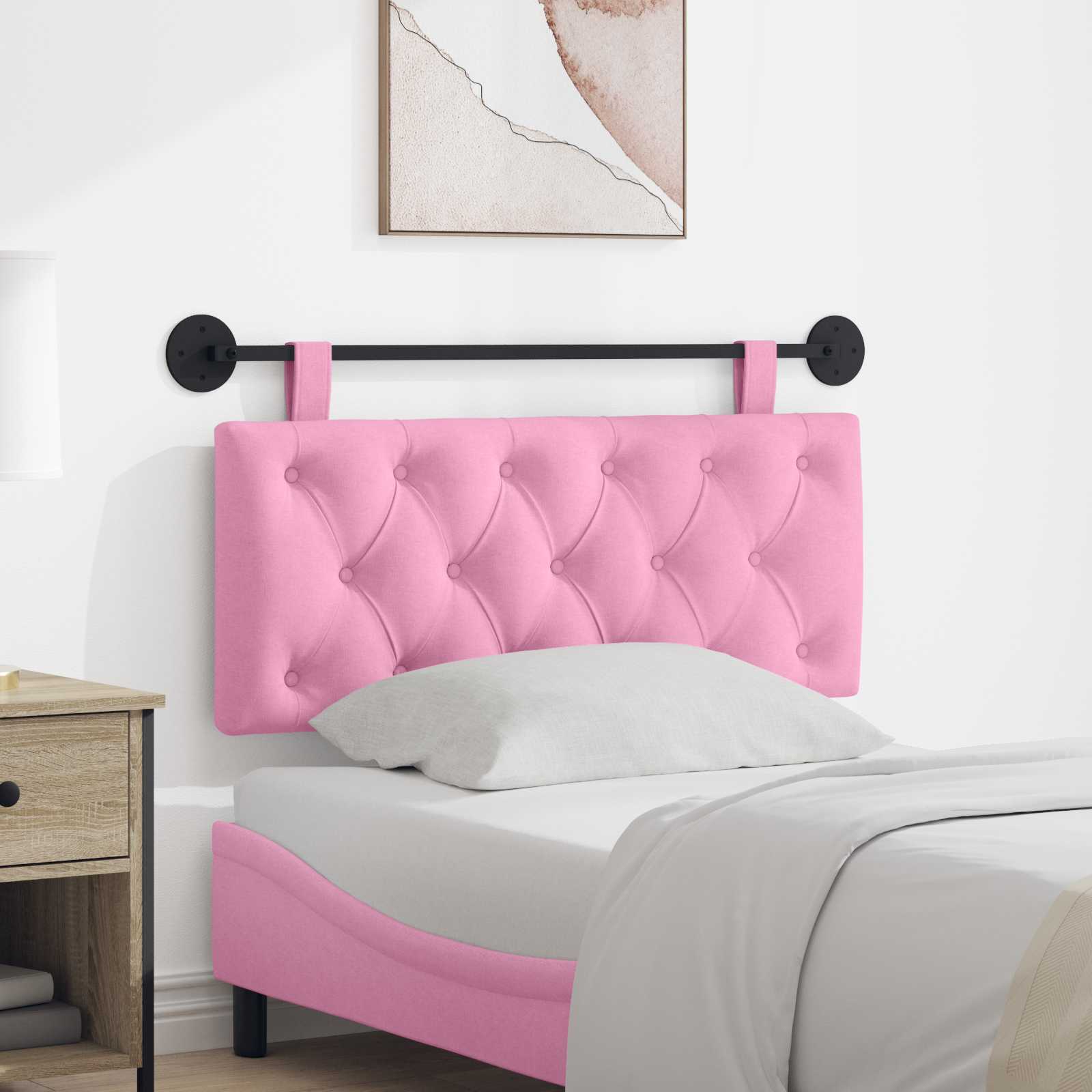 Hangend hoofdbord Roze Stof – afbeelding 1