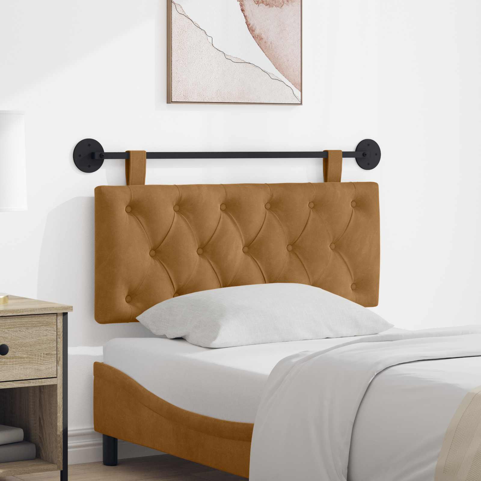 Hangend hoofdbord Bruin Fluweel – afbeelding 1