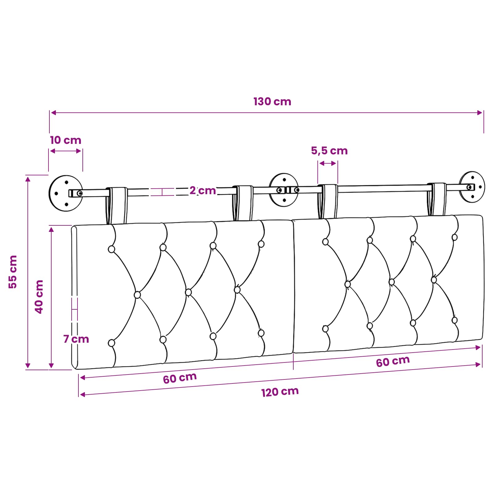 Hangend hoofdbord Met LED-verlichting Bruin Fluweel – afbeelding 11
