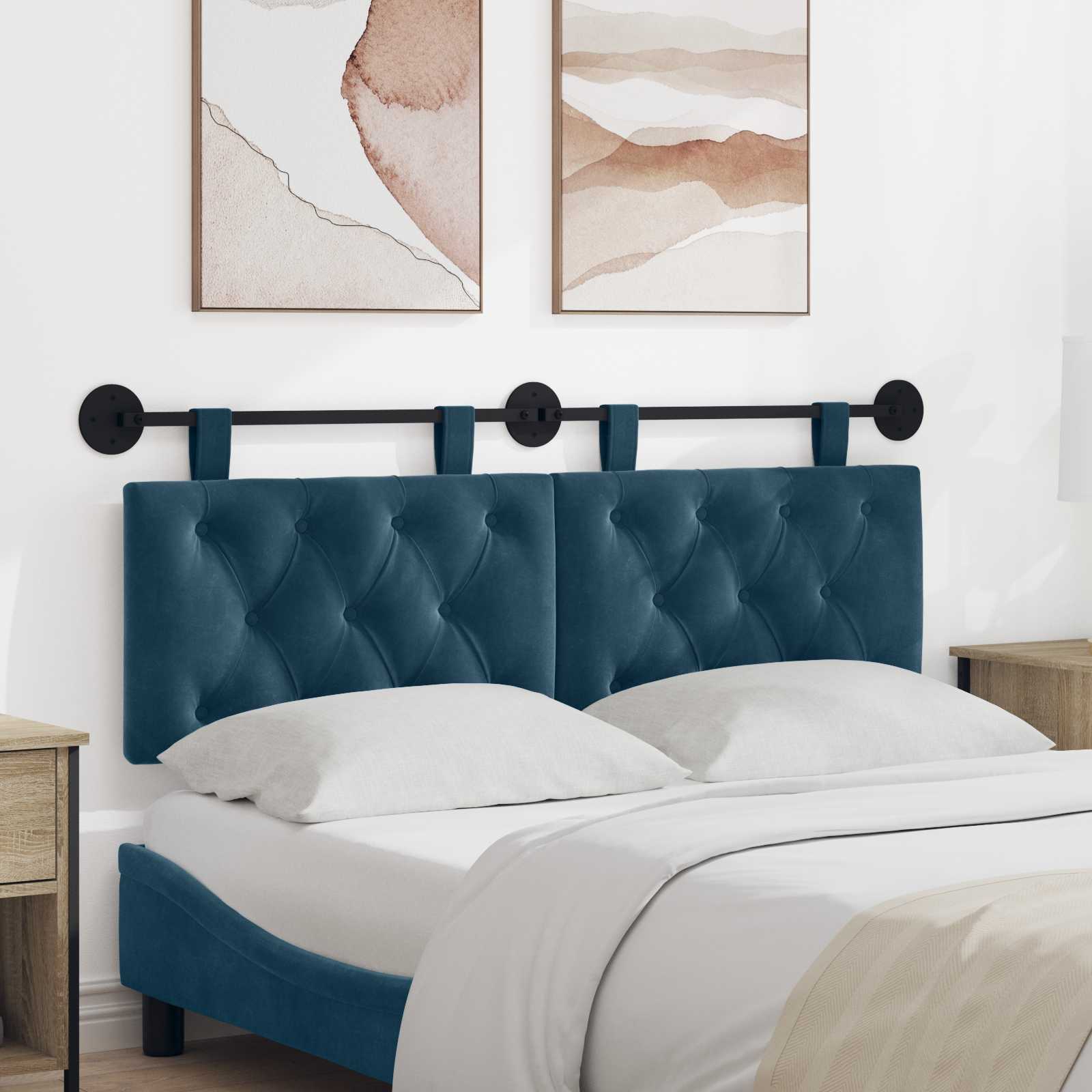 Hangend hoofdbord Blauw Fluweel