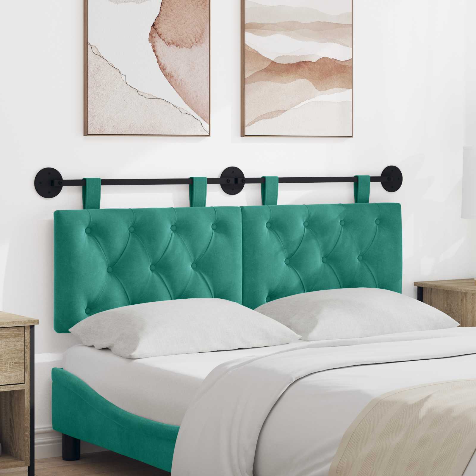 Hangend hoofdbord Turquoise Fluweel – afbeelding 1