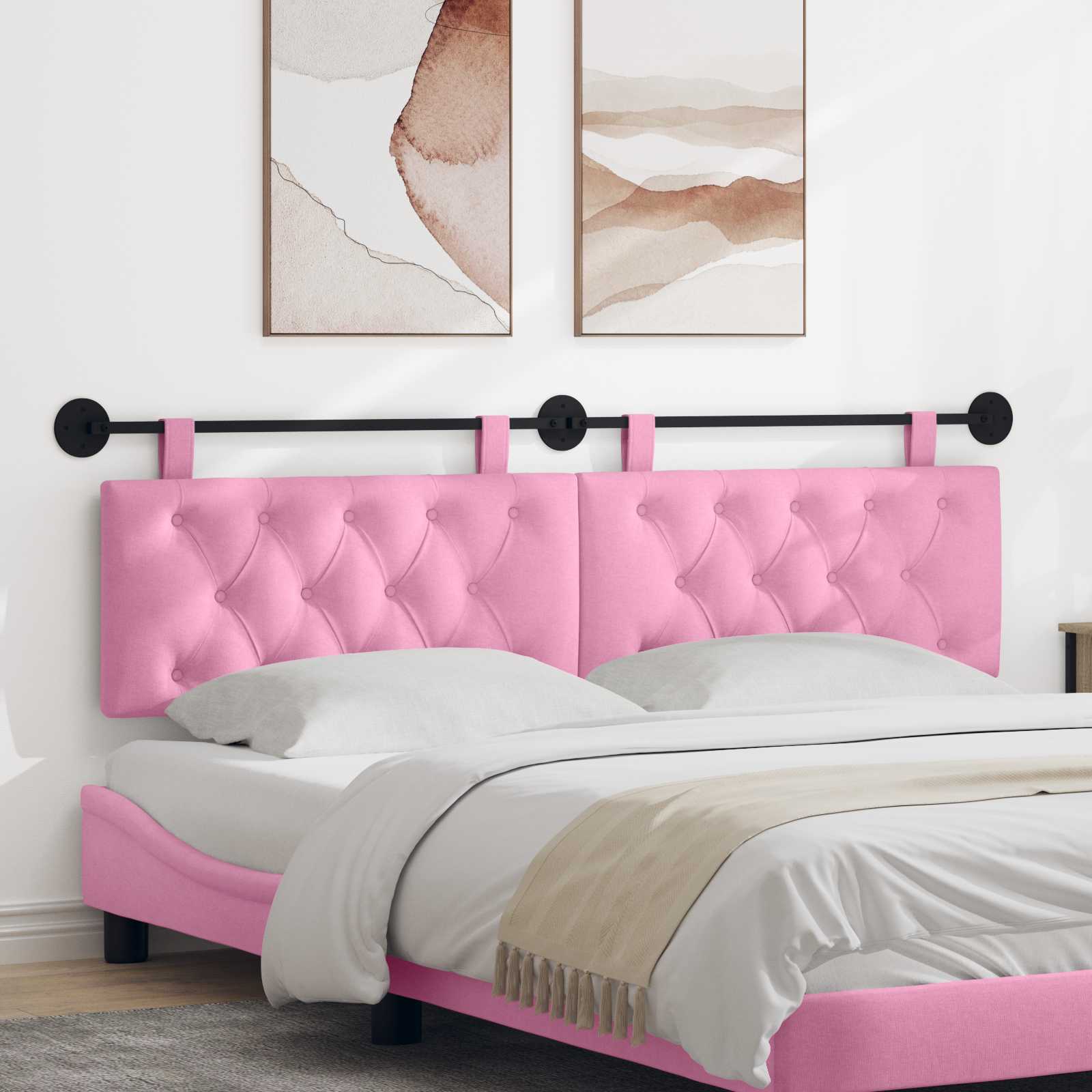 Hangend hoofdbord Roze Stof – afbeelding 1