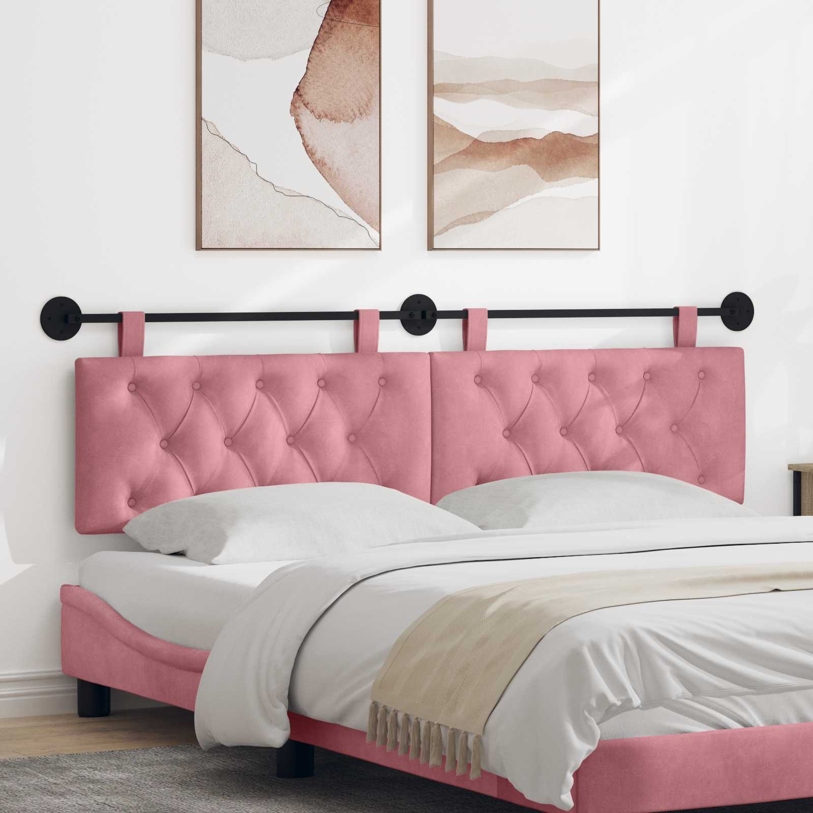 Hangend hoofdbord Roze Fluweel – afbeelding 1