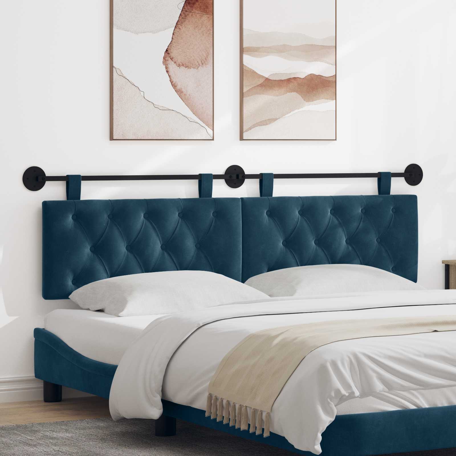 Hangend hoofdbord Blauw Fluweel