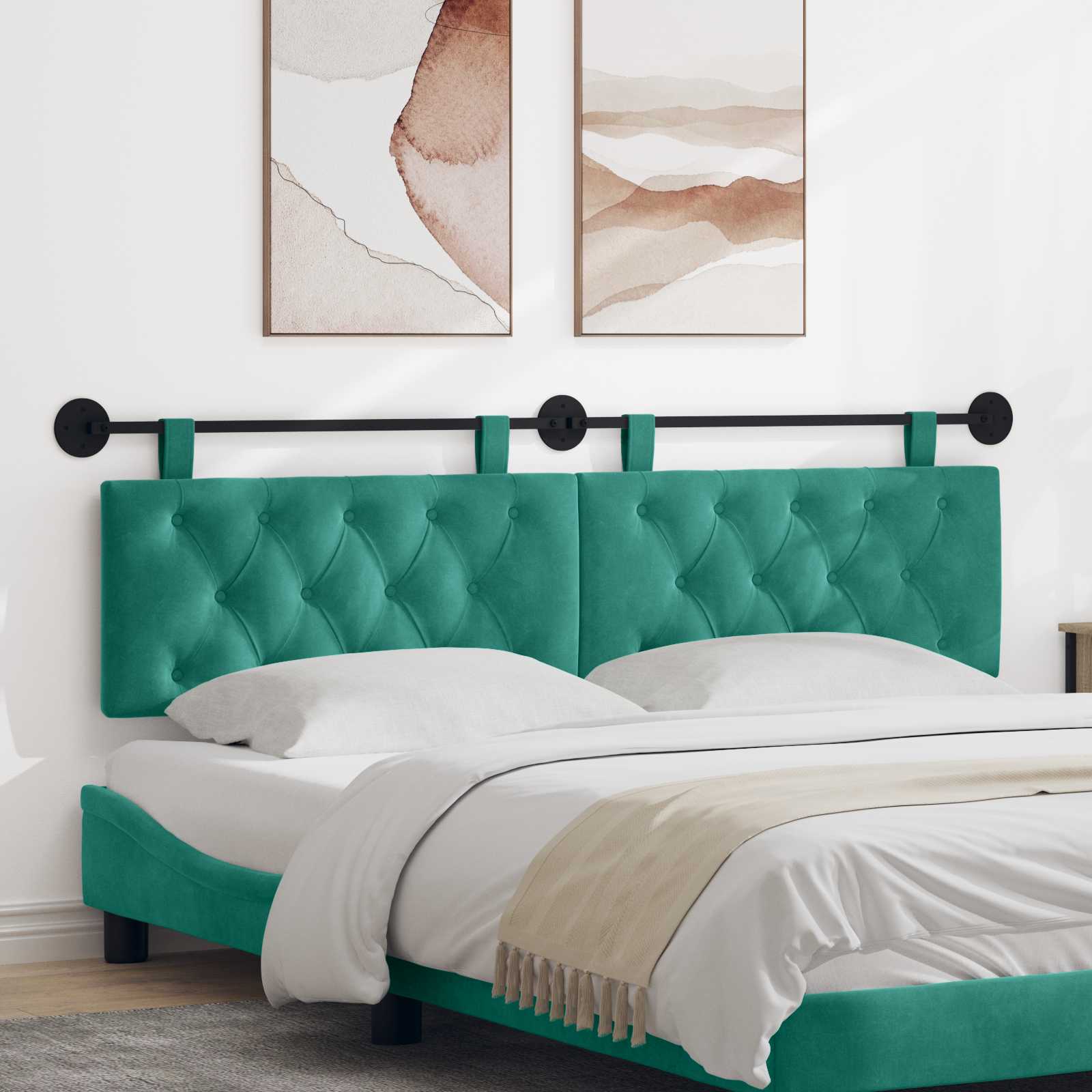 Hangend hoofdbord Turquoise Fluweel – afbeelding 1