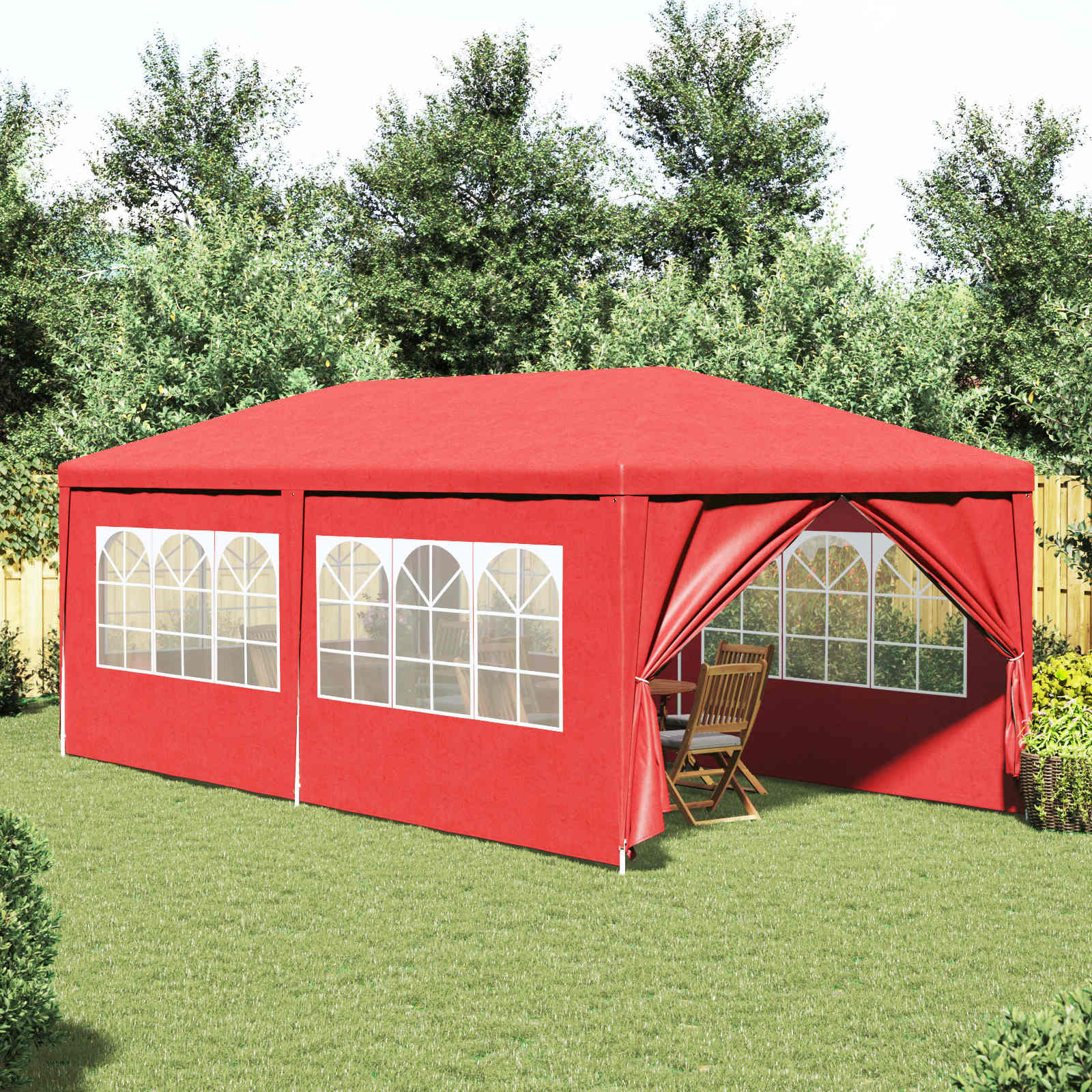 Partytent 600 x 300 x 255 cm Rood PE en staal
