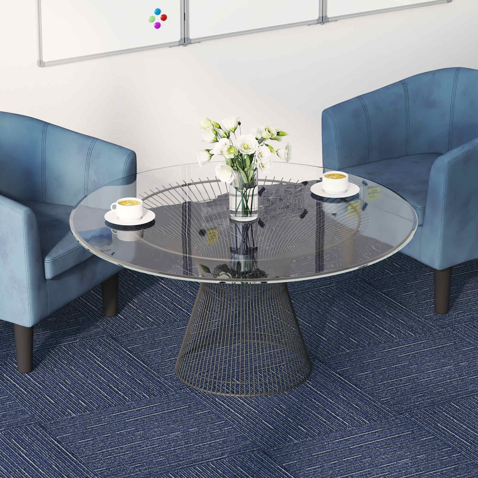 Vloertegel Gestreept Blauw 50 x 50 cm 36 pcs PP en Bitumen