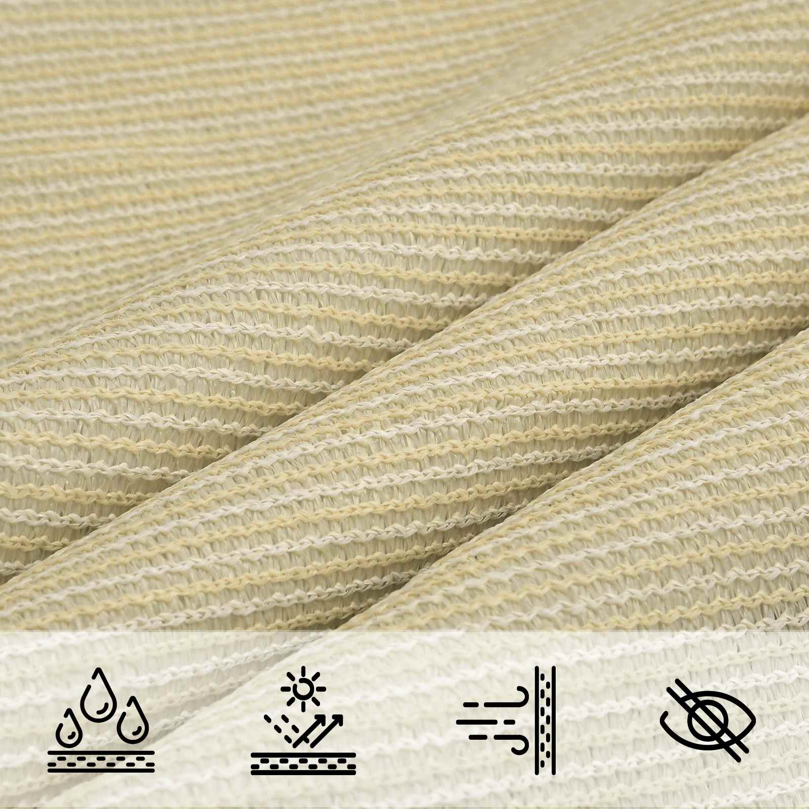 Zonneschaduwzeil Beige 2,5 x 6 m HDPE – afbeelding 4