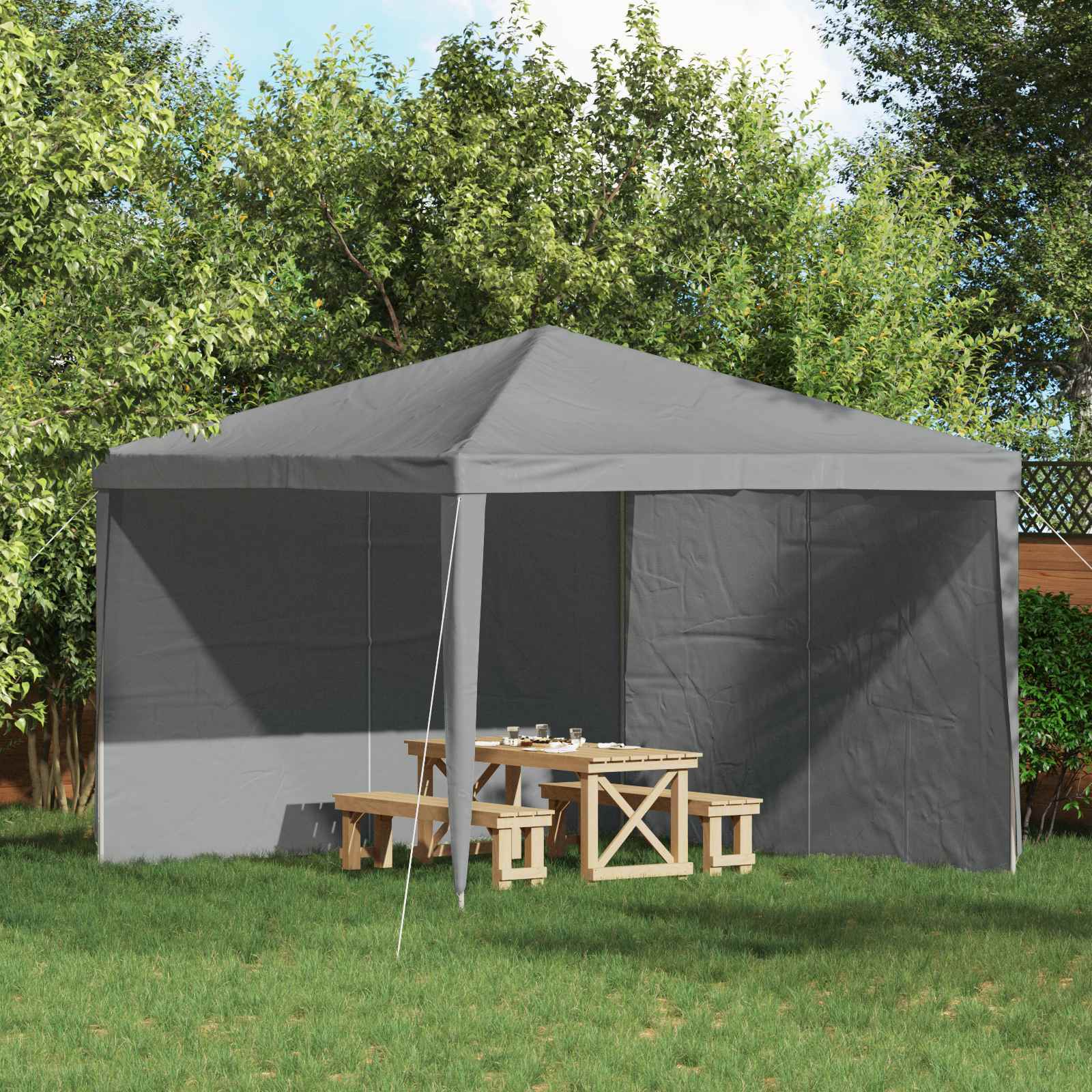 Party Tent Zijwand 2 pcs Lichtgrijs 400 x 195 cm PE en staal